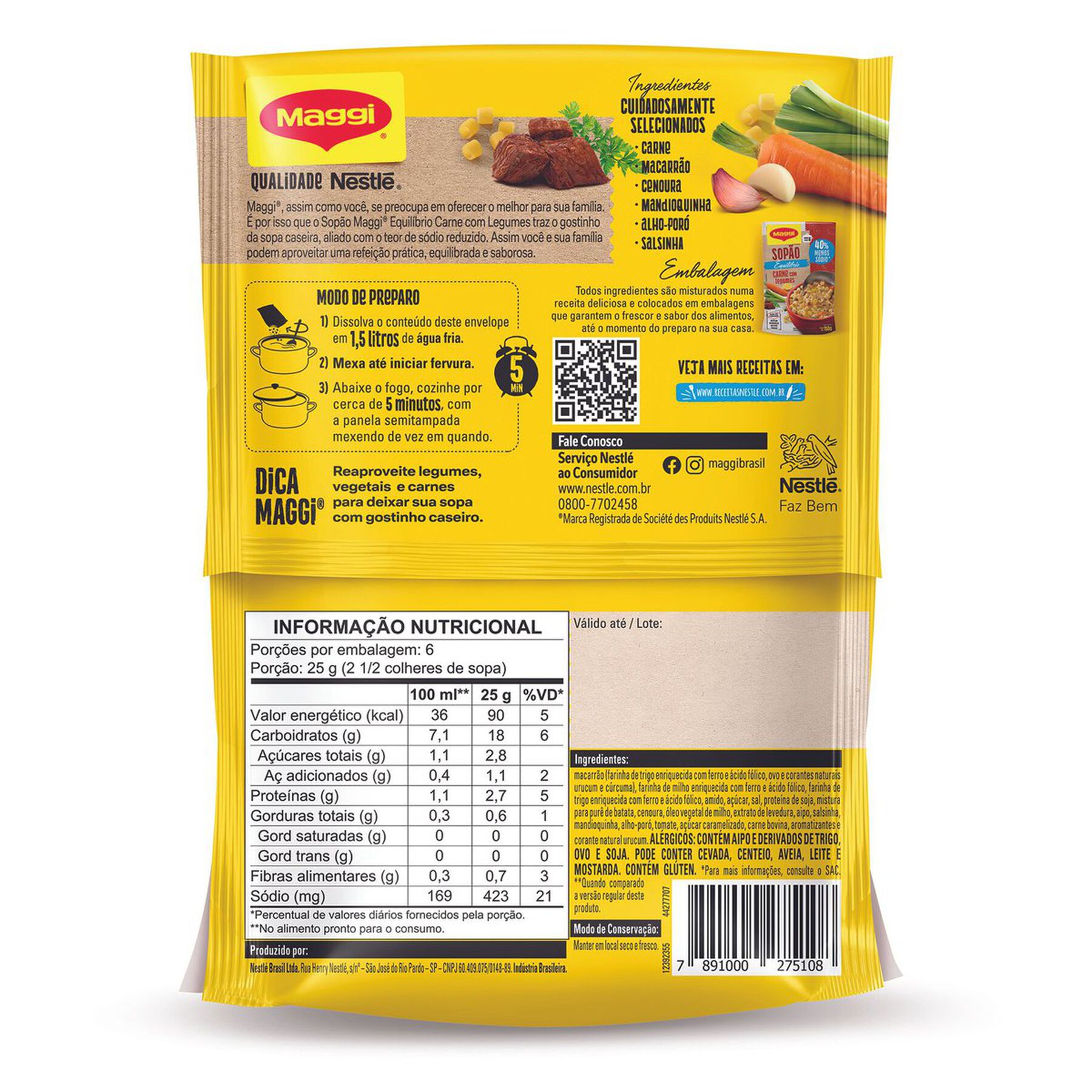 Sopão Carne com Legumes Maggi Equilibrium Sachê 150g