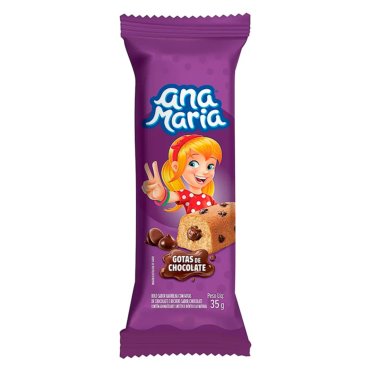 Bolinho Baunilha com Gotas de Chocolate Ana Maria 35g&nbsp;