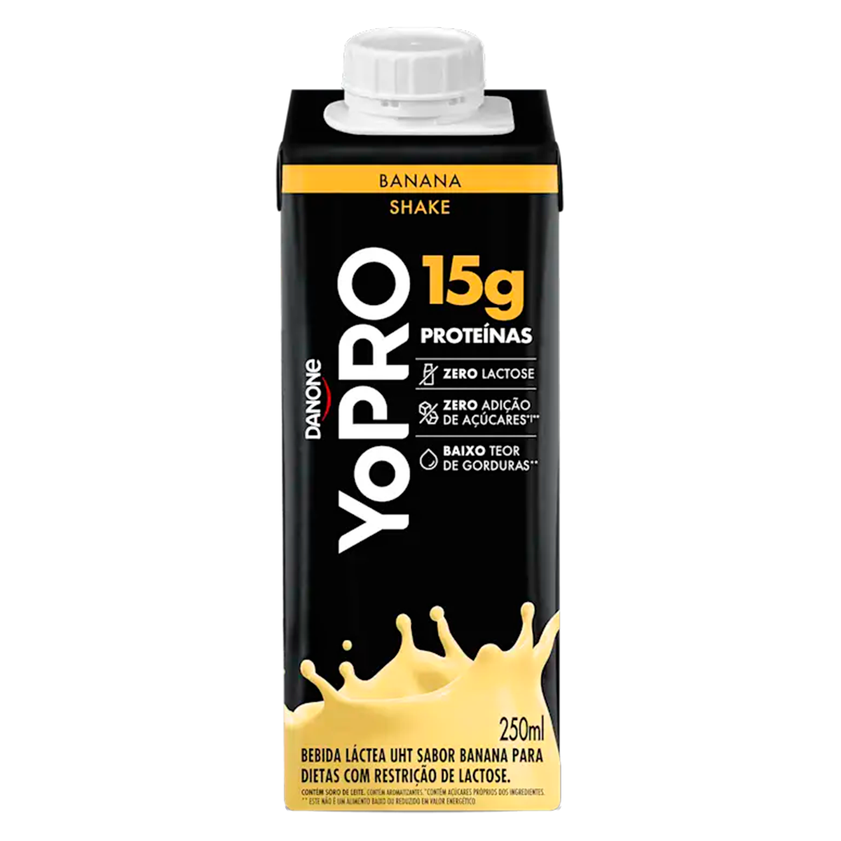 Bebida L&aacute;ctea UHT Banana Zero Lactose Yopro 15g High Protein Caixa 250ml