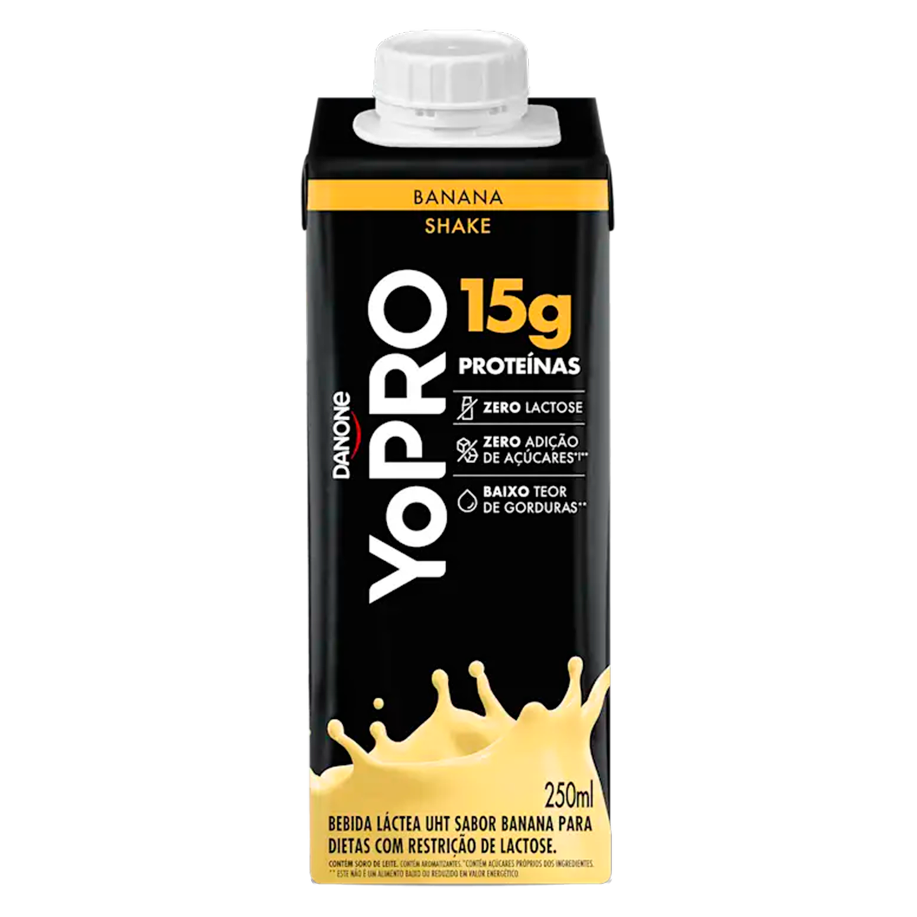 Bebida L&aacute;ctea UHT Banana Zero Lactose Yopro 15g High Protein Caixa 250ml