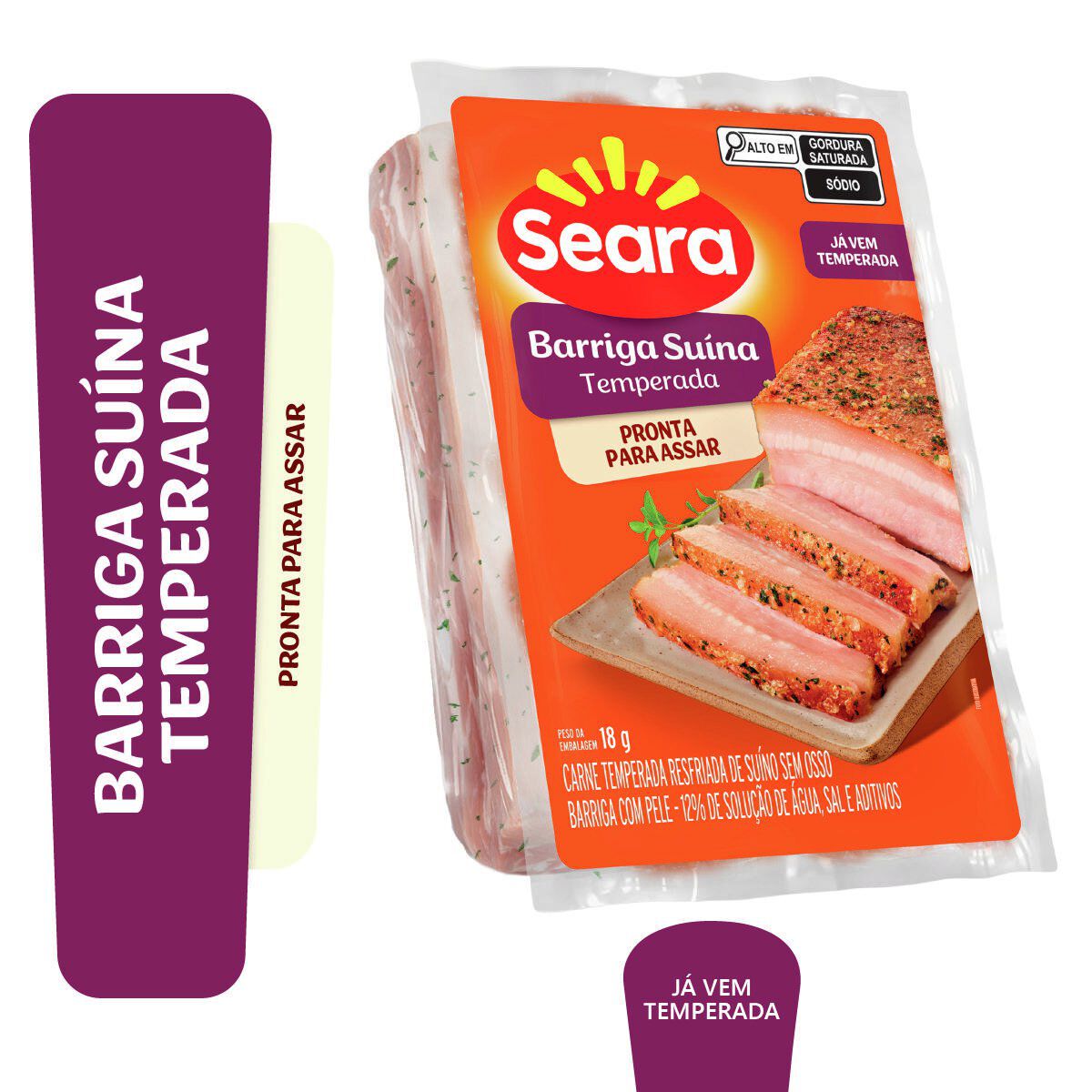 Carne Temperada Barriga Su&iacute;na Seara aprox. 800g