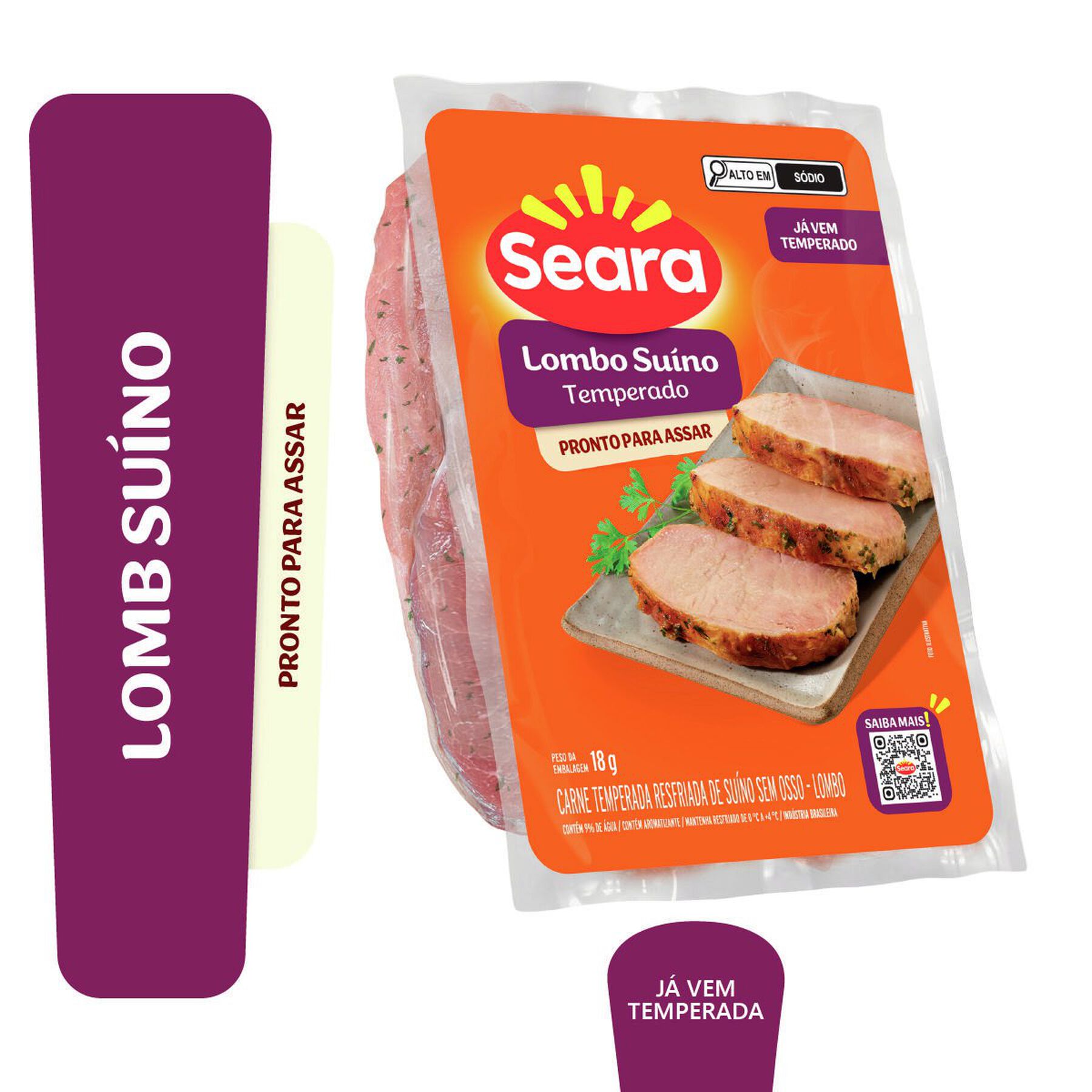 Carne Temperada Lombo Suíno Seara aprox. 800g