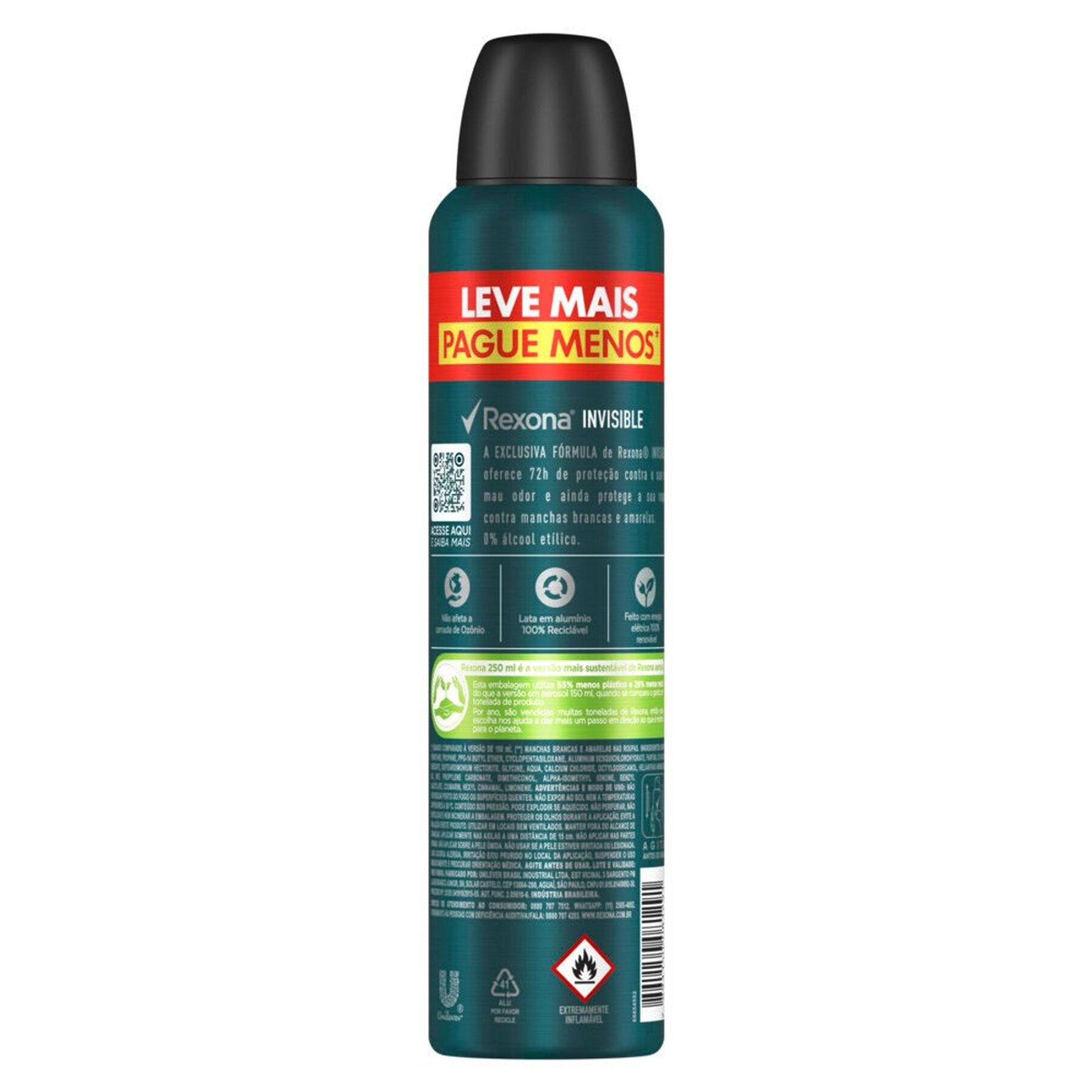 Antitranspirante Aerossol Invisible Rexona Men 250ml
