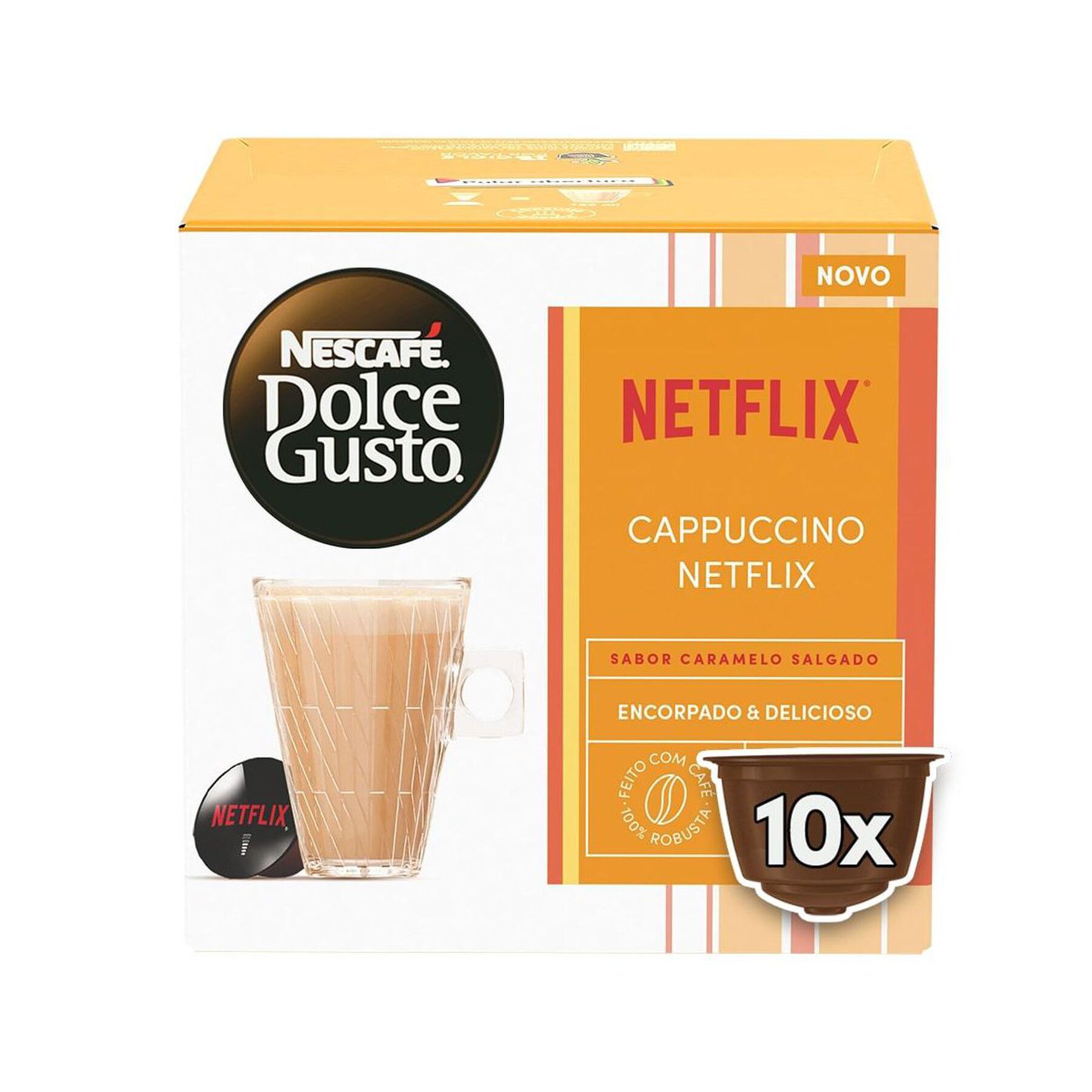 Cappuccino em Cápsula Caramelo Salgado Netflix Dolce Gusto Nescafé Caixa 175g