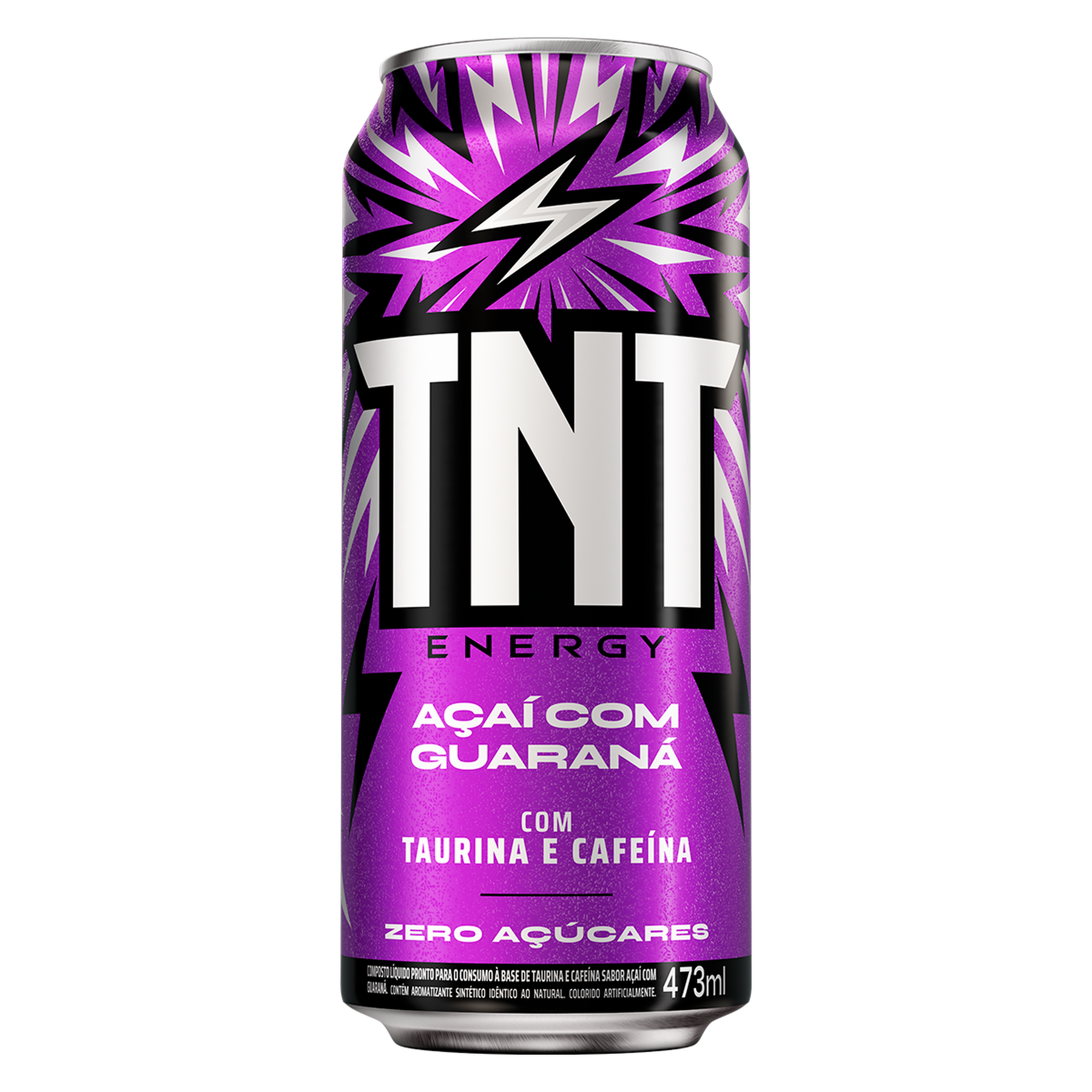 Energ&eacute;tico A&ccedil;a&iacute; com Guaran&aacute; Zero A&ccedil;&uacute;car TNT Lata 473ml