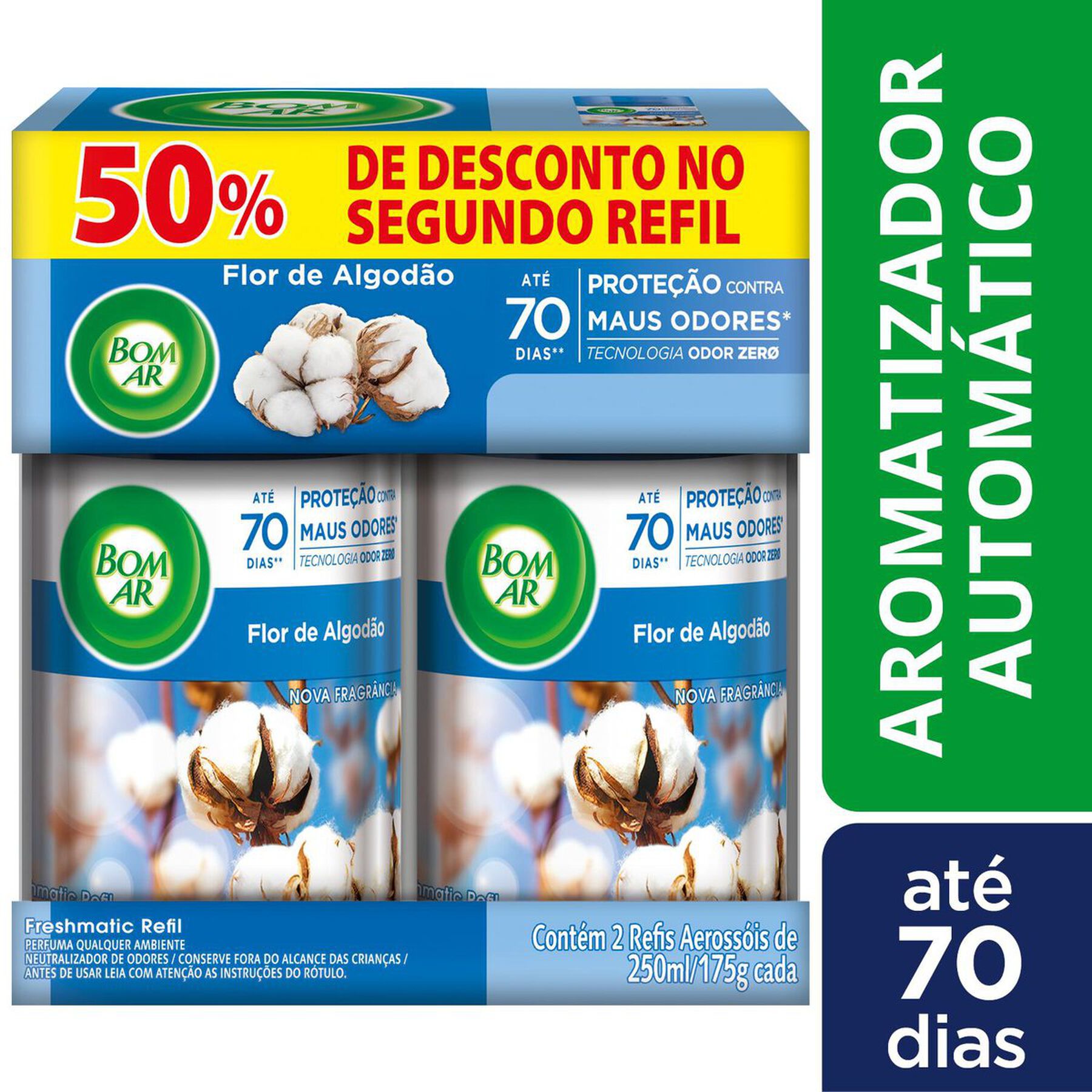 Odorizador de Ambiente Freshmatic Cheirinho de Limpeza Bom Ar Air Wick Frasco C/2 Unidades 250ml Cada