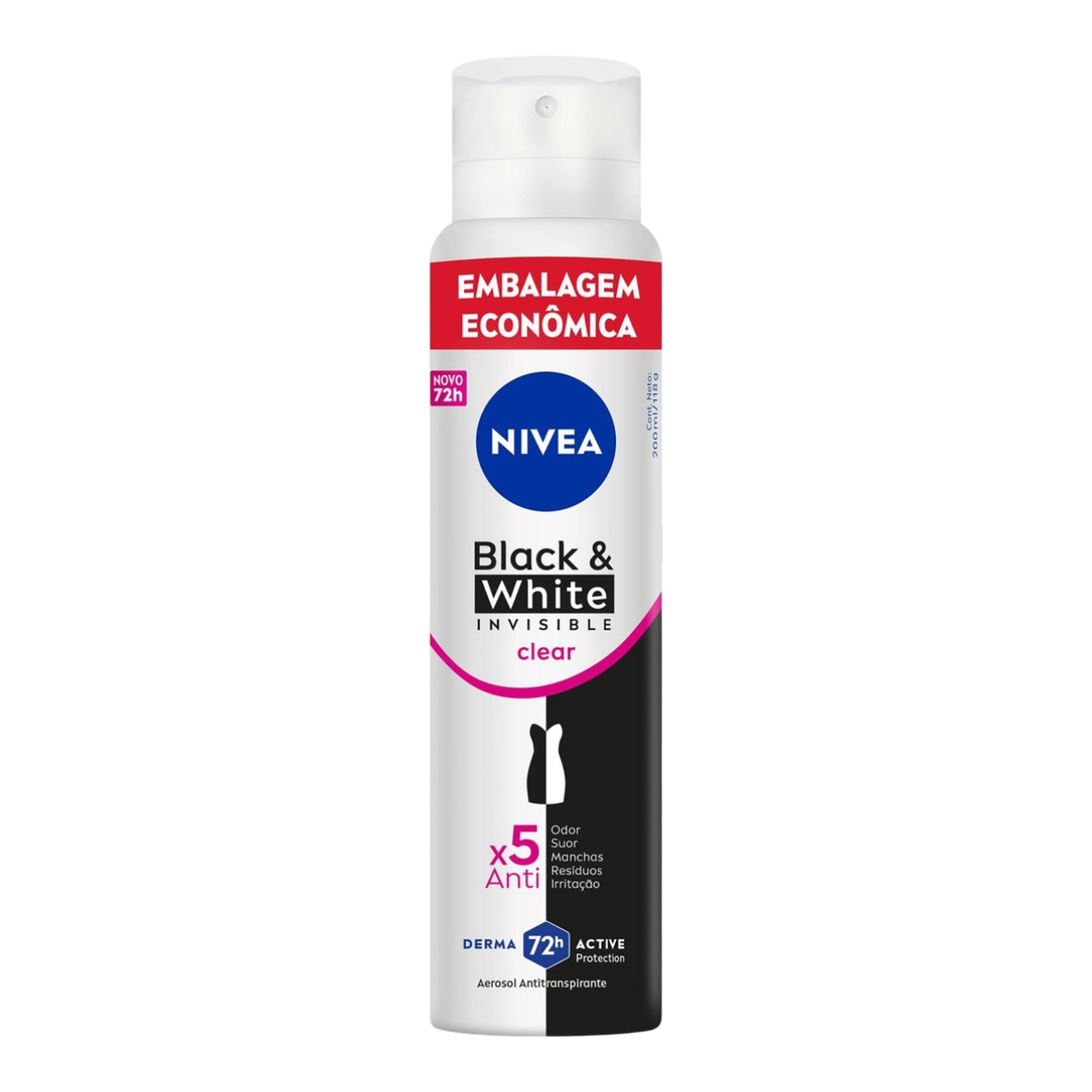 Desodorante Antitranspirante Aerossol Nivea Invisible Black & White Clear 200ml