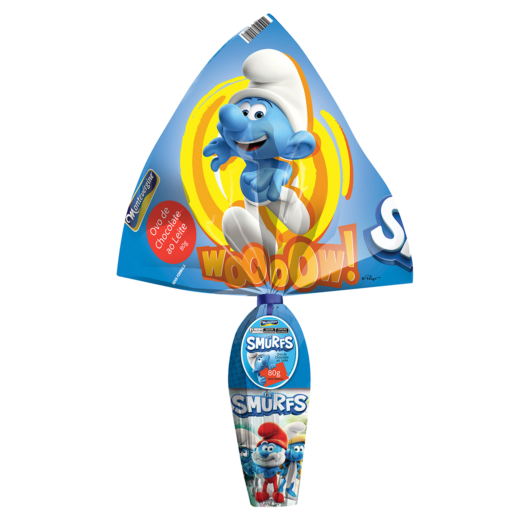 Ovo de P&aacute;scoa ao Leite Os Smurfs Montev&eacute;rgine 80g - Vem com 01 Copo Sortido