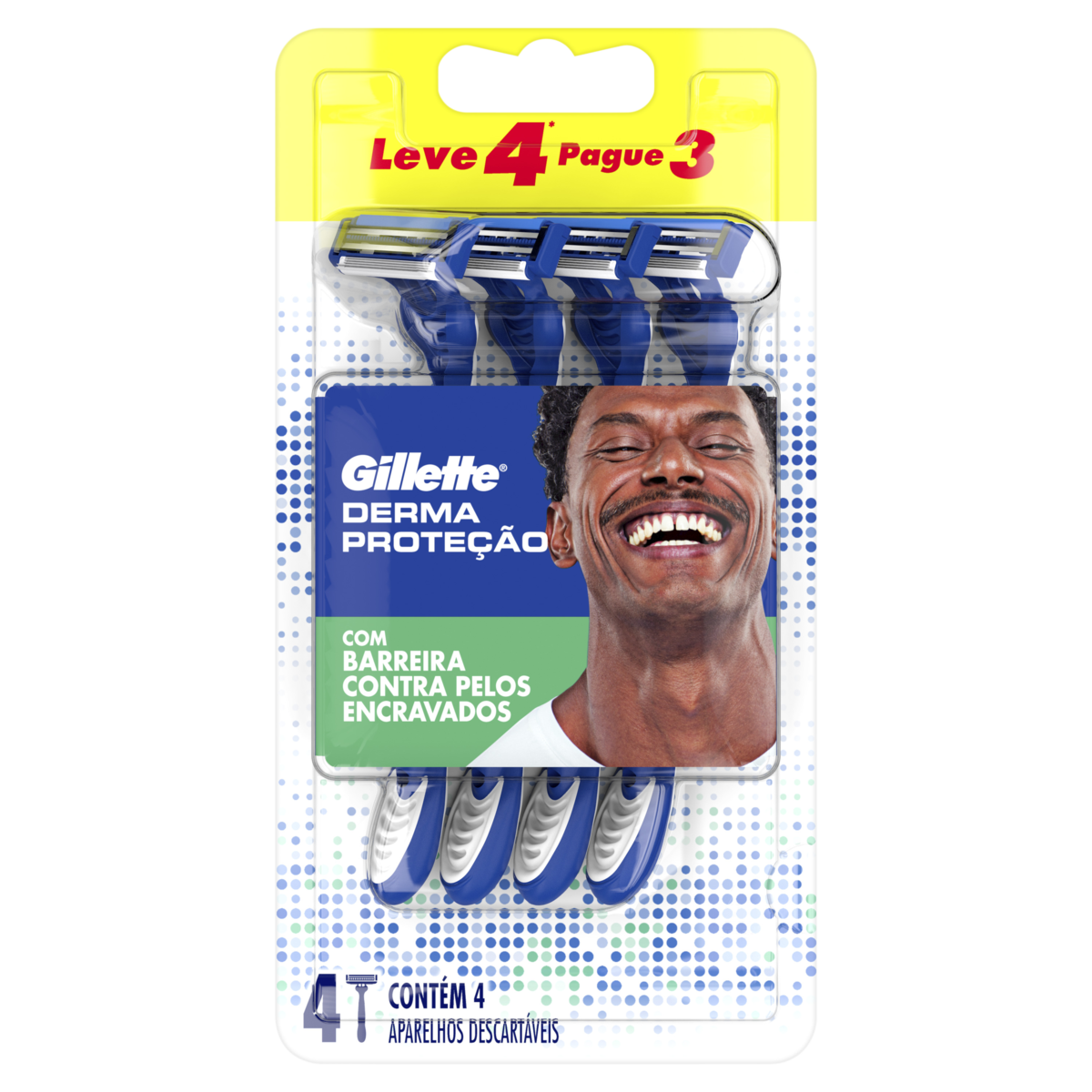 Aparelho Descart&aacute;vel para Barbear Derma Prote&ccedil;&atilde;o Gillette C/4 Unidades - Embalagem Leve 4 Pague 3