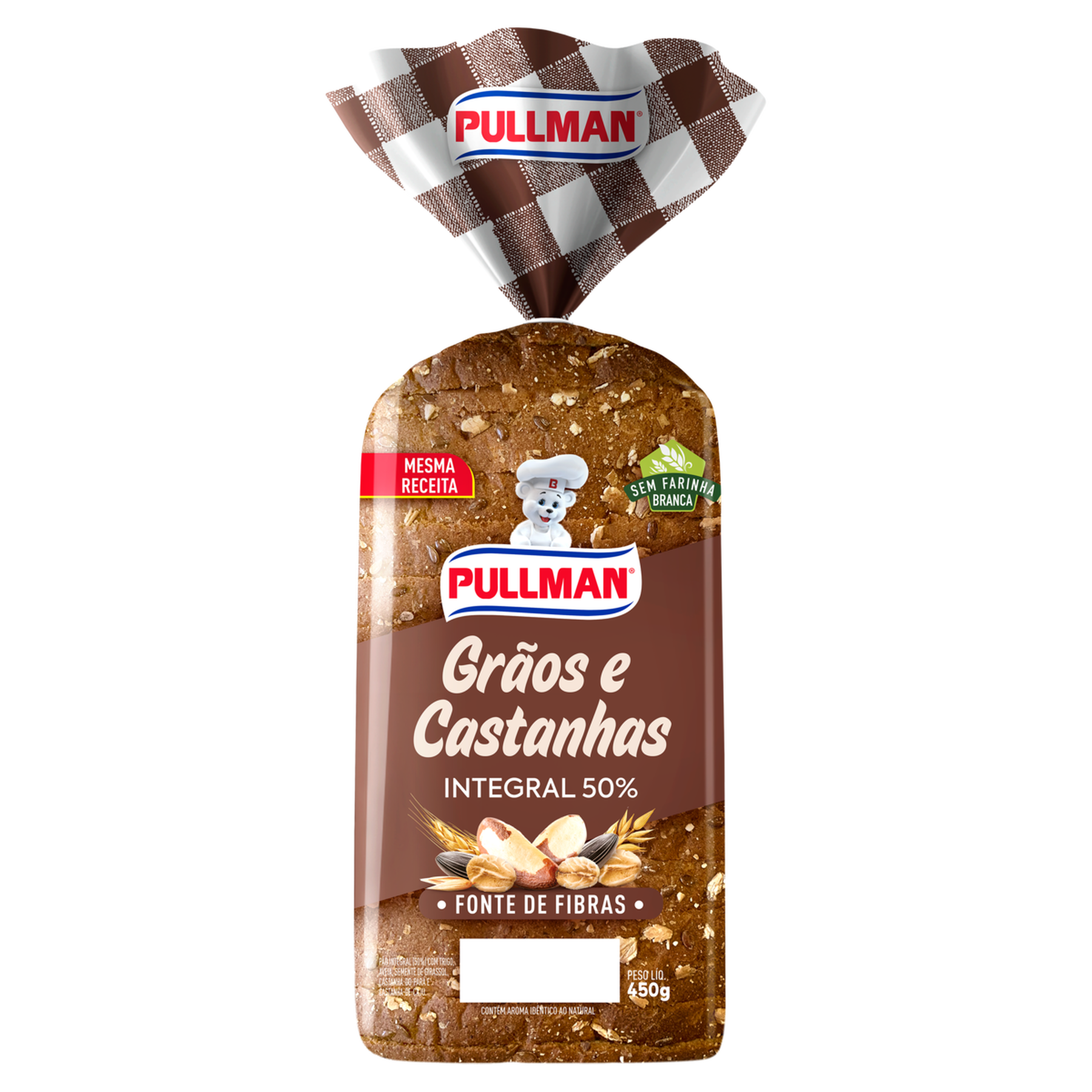 Pão Integral Grãos e Castanhas Pullman Pacote 450g