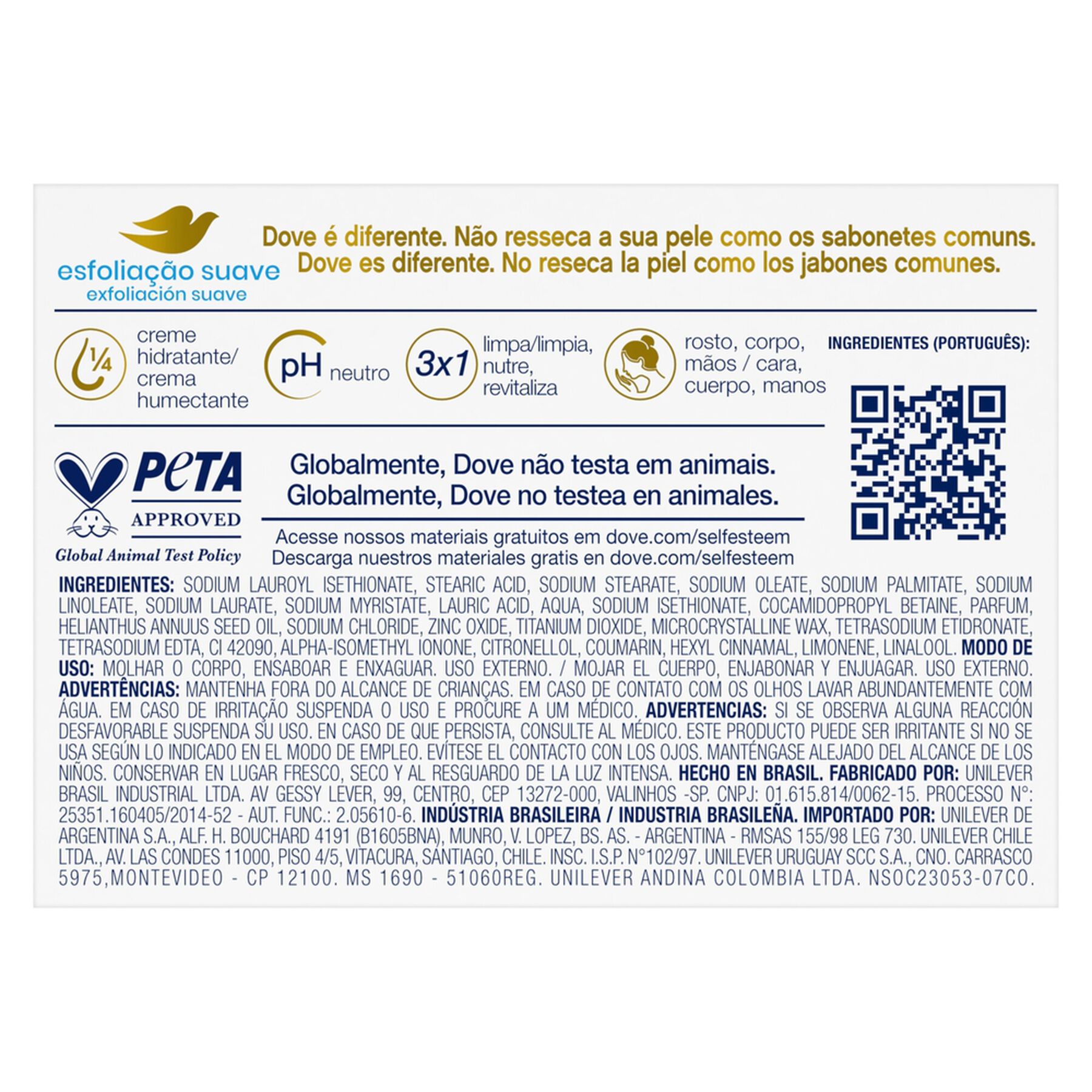 Sabonete em Barra Esfoliação Suave Dove Caixa 90g