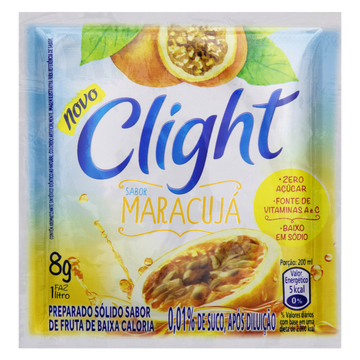 Refresco em Pó Maracujá Zero Açúcar Clight Pacote 8g