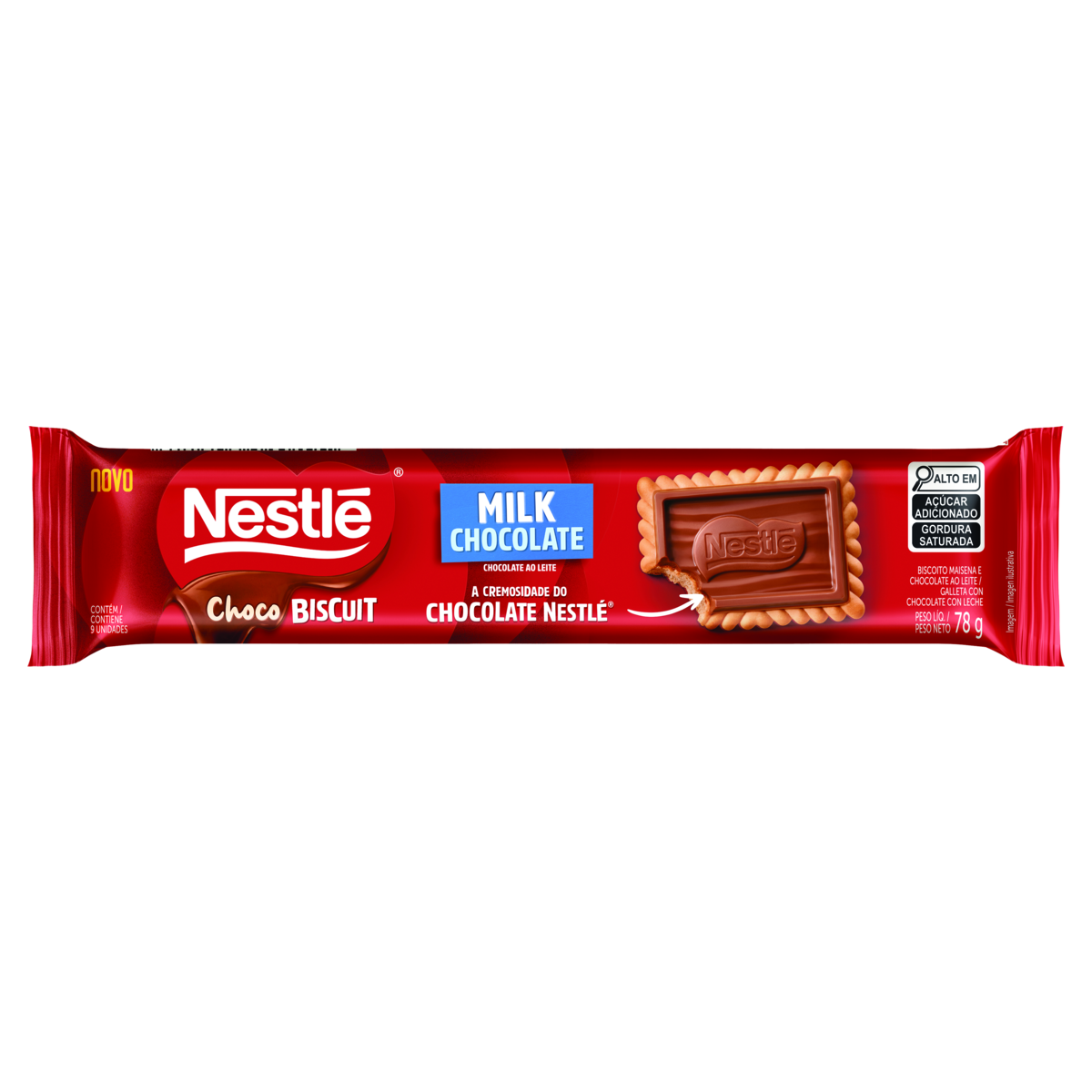 Biscoito com Chocolate Chocobiscuit Nestl&eacute; Ao Leite 78g