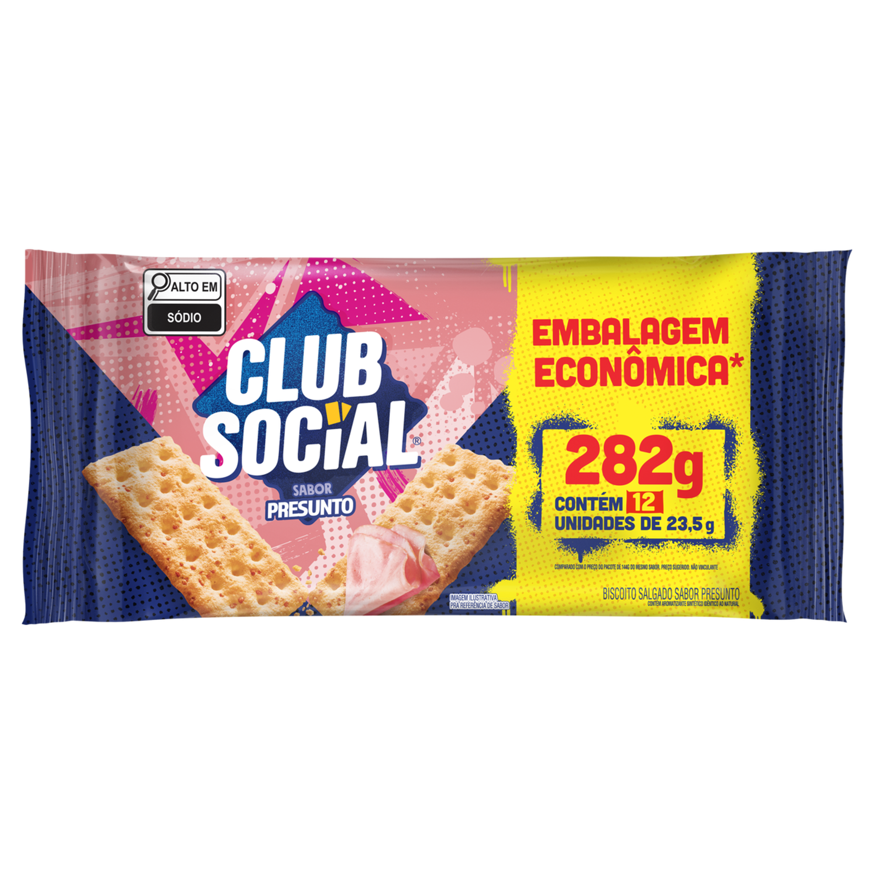 Pack Biscoito Presunto Club Social Pacote 282g 12 Unidades