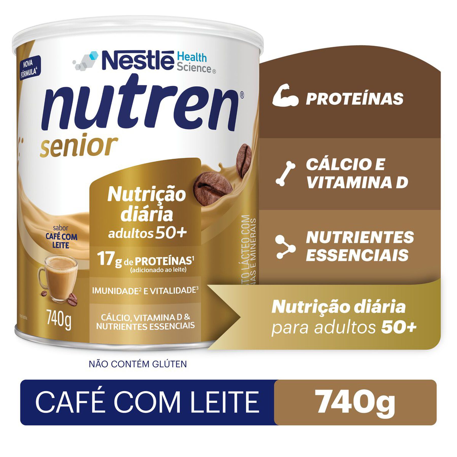 Composto Lácteo Café com Leite Nestlé Nutren Senior Lata 740g