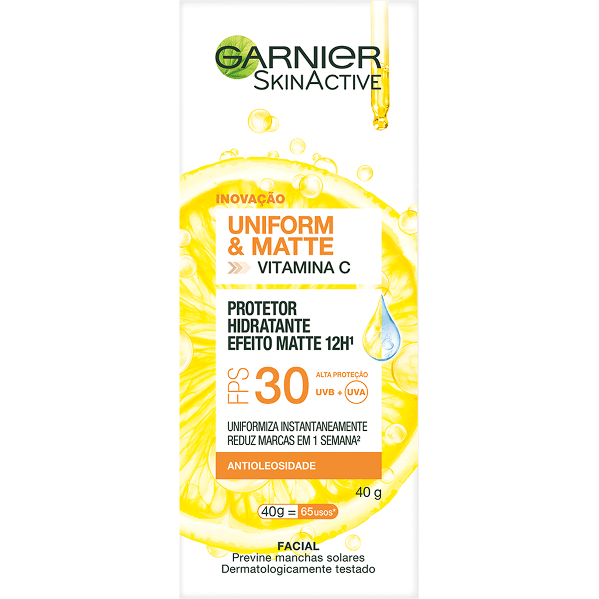 Hidratante Antioleosidade Facial FPS 30 Garnier SkinActive Uniform & Matte Bisnaga 40g&nbsp;
