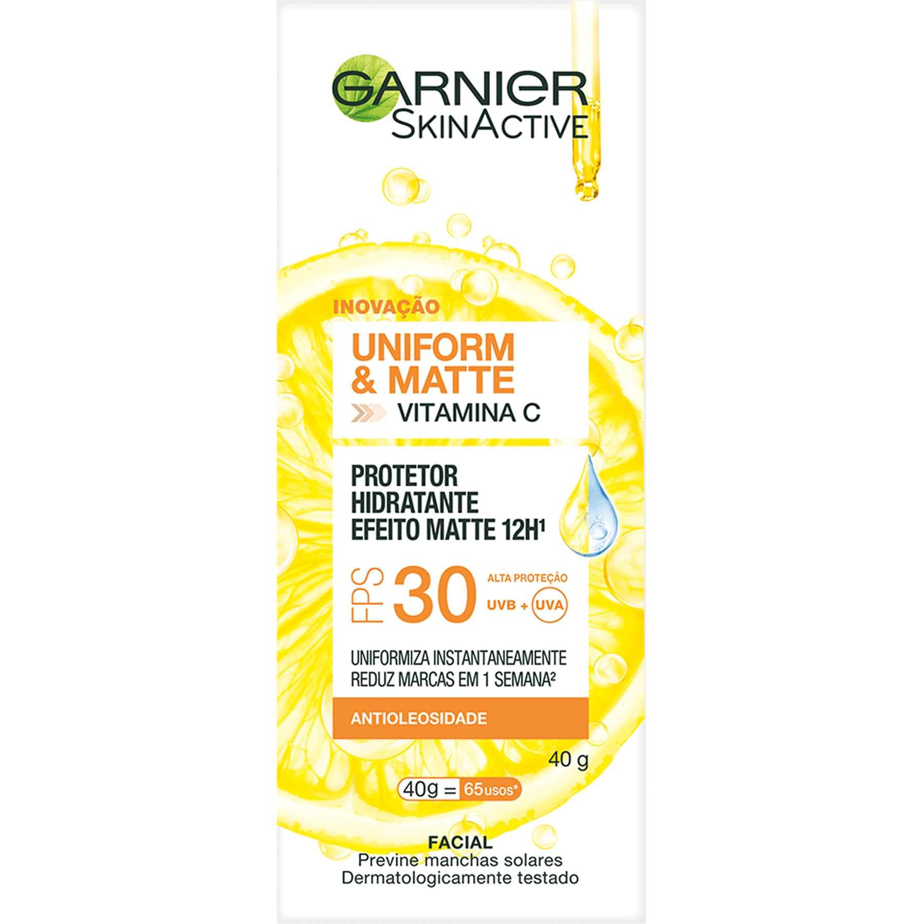 Hidratante Antioleosidade Facial FPS 30 Garnier SkinActive Uniform & Matte Bisnaga 40g