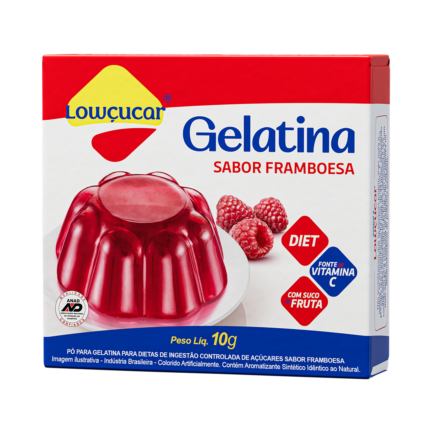 Gelatina em Pó Framboesa Zero Açúcar Lowçucar Caixa 10g