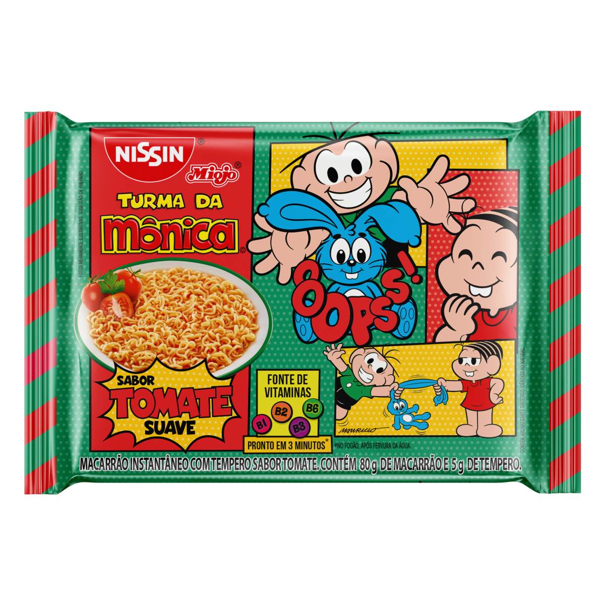 Macarr&atilde;o Instant&acirc;neo L&aacute;men Tomate Suave Turma da M&ocirc;nica Nissin Miojo Pacote 85g