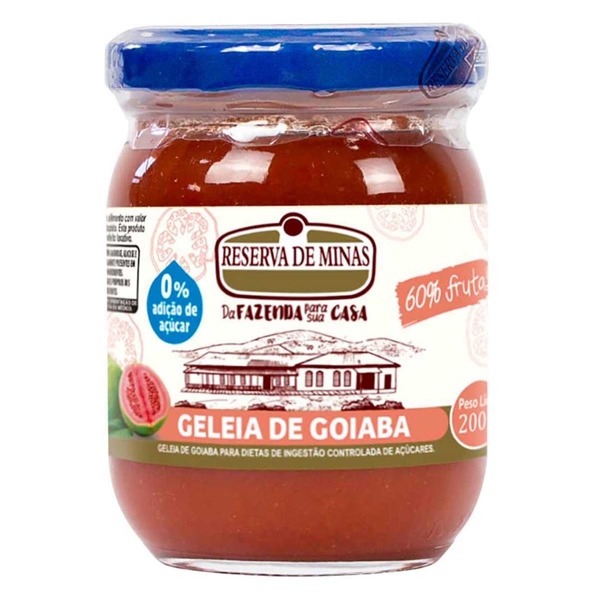 Gel&eacute;ia Goiaba Zero Adi&ccedil;&atilde;o de A&ccedil;&uacute;car Reserva de Minas 200g
