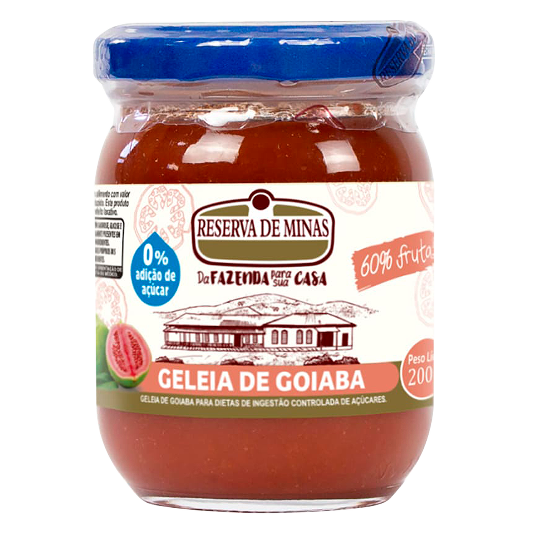 Gel&eacute;ia Goiaba Zero Adi&ccedil;&atilde;o de A&ccedil;&uacute;car Reserva de Minas 200g