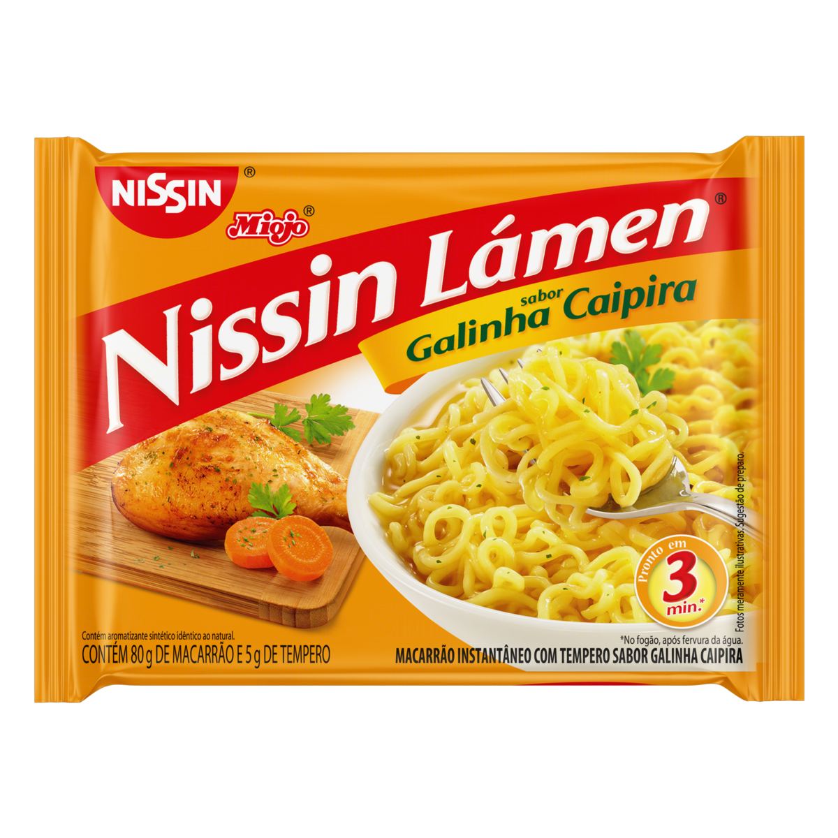 Macarr&atilde;o Instant&acirc;neo L&aacute;men Galinha Caipira Nissin Miojo Pacote 85g