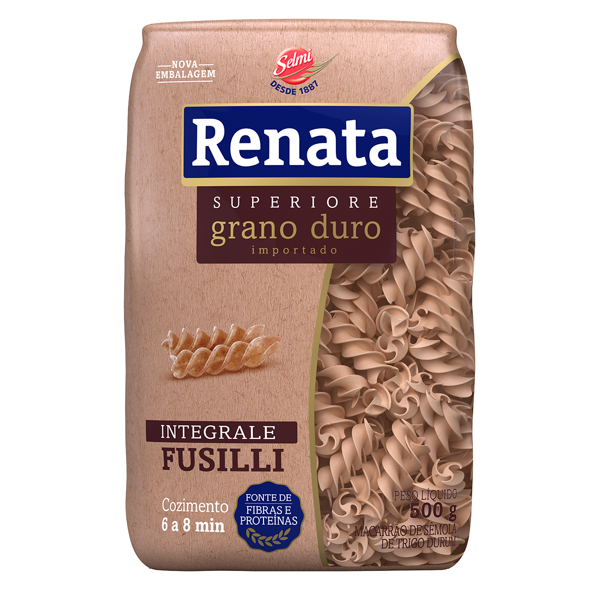 Macarr&atilde;o de S&ecirc;mola de Trigo Grano Duro Integral Fusilli Renata Superiore Pacote 500g