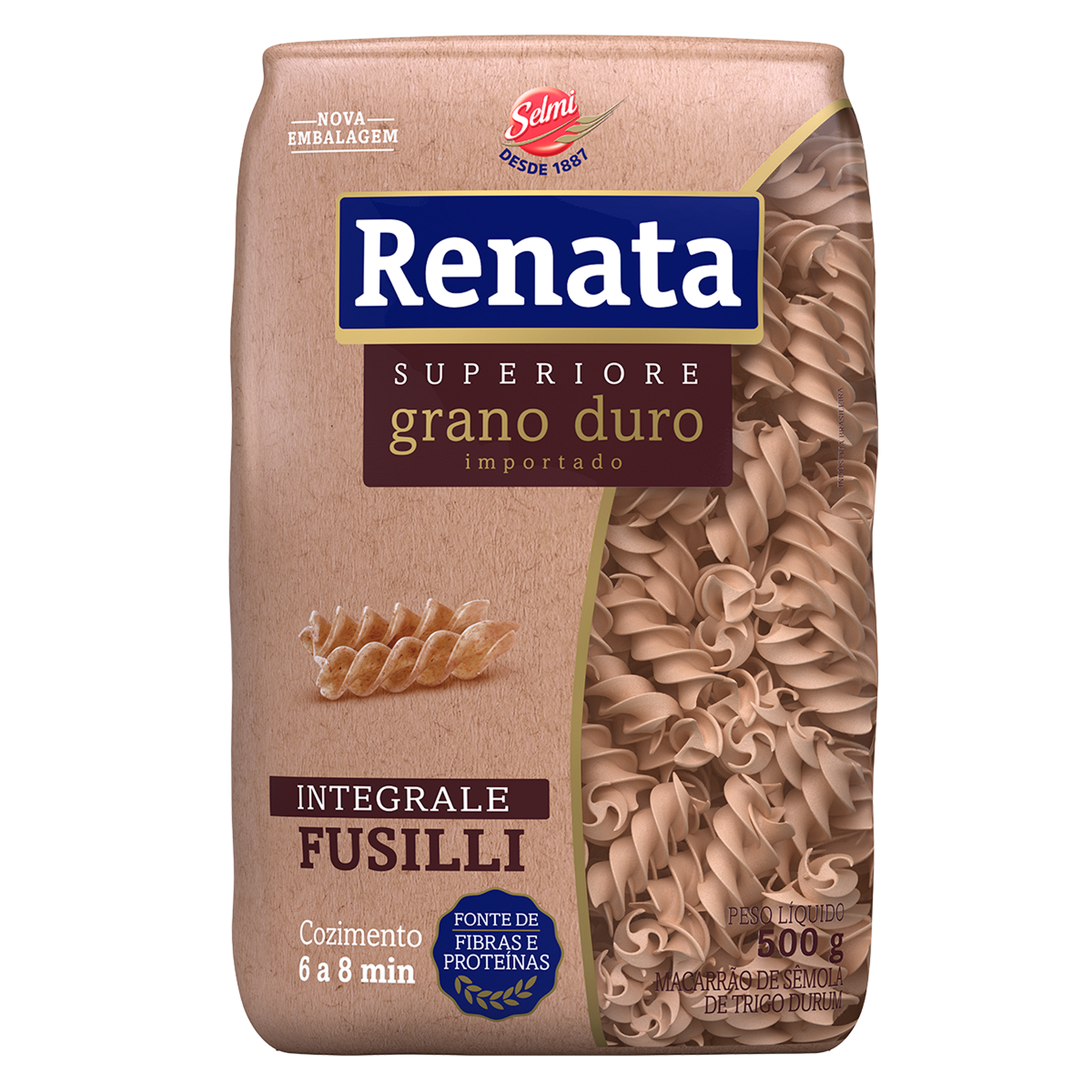 Macarrão de Sêmola de Trigo Grano Duro Integral Fusilli Renata Superiore Pacote 500g