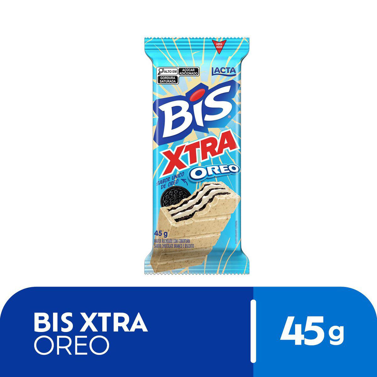 Bis Xtra Oreo (Wafer recheado e com cobertura sabor chocolate branco e biscoito) 45g