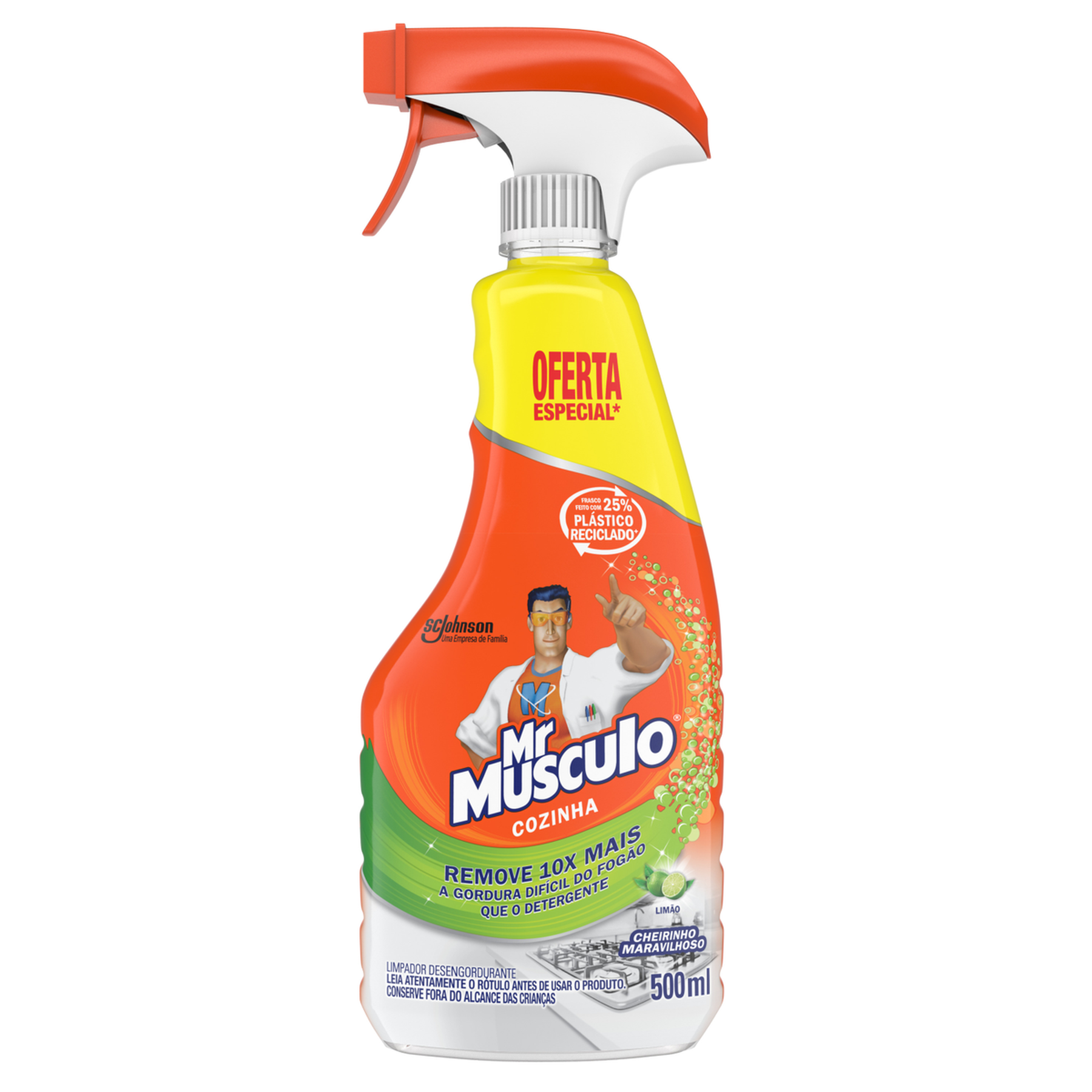 Limpador Desengordurante Cozinha Lim&atilde;o Mr Musculo Frasco 500ml Borrifador - Embalagem 30% Desconto