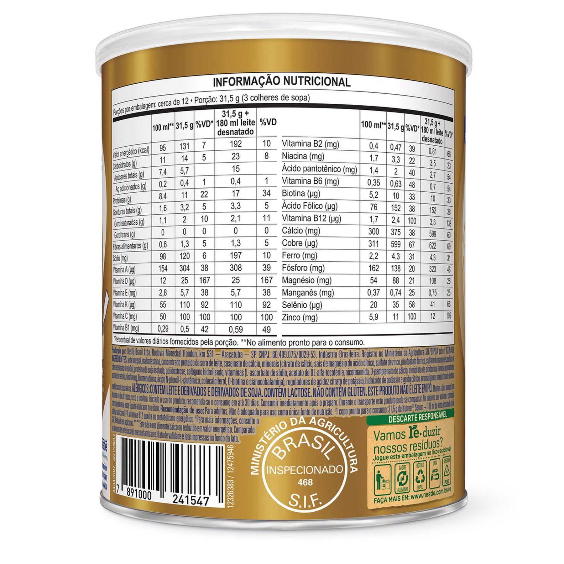 Complemento Alimentar Nutren Senior Baunilha 370g