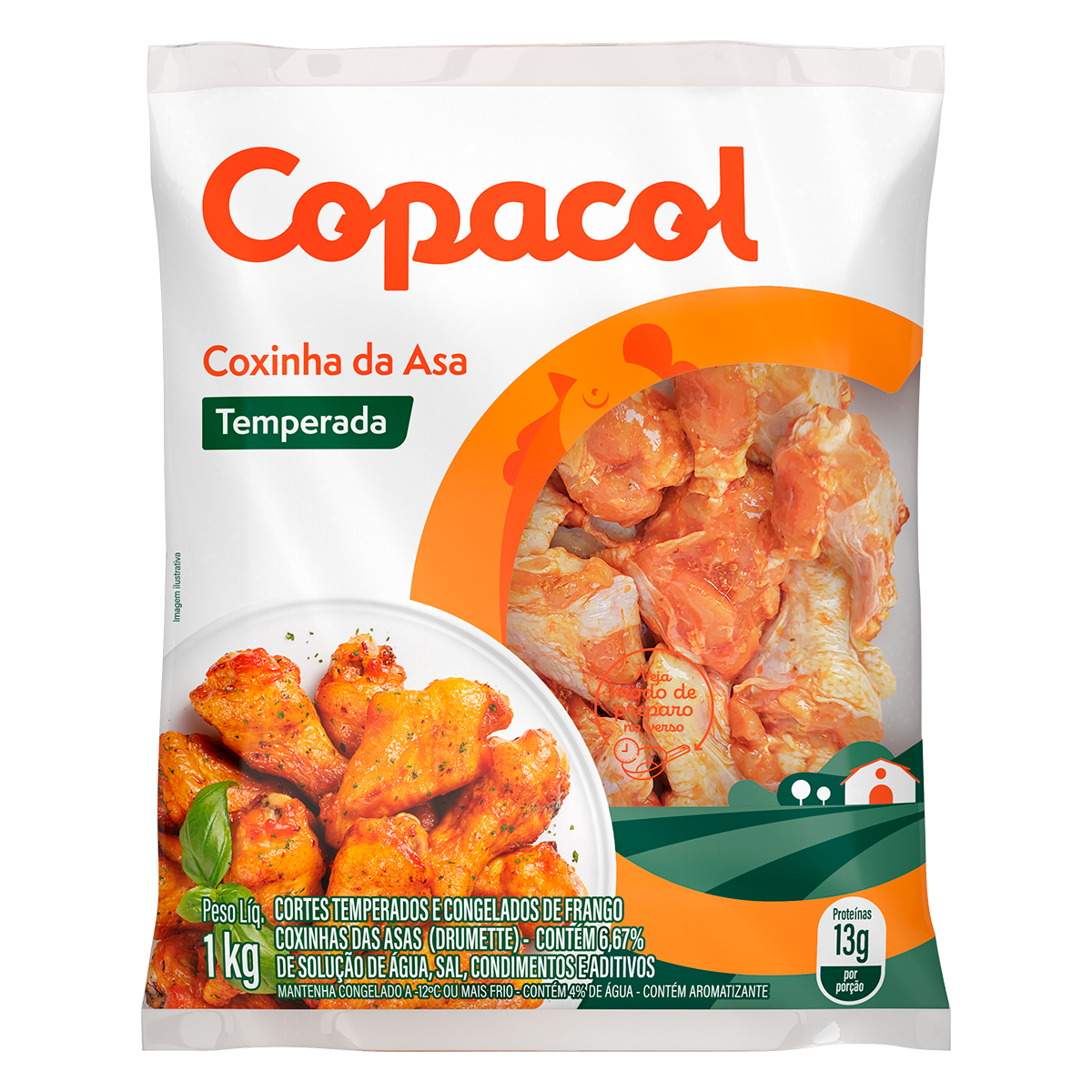 Coxinha da Asa de Frango Temperada Copacol Pacote 1kg
