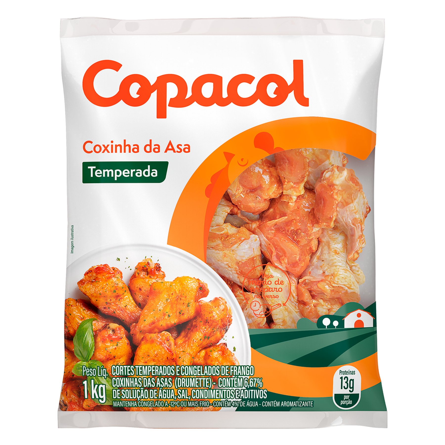 Coxinha da Asa de Frango Temperada Copacol Pacote 1kg