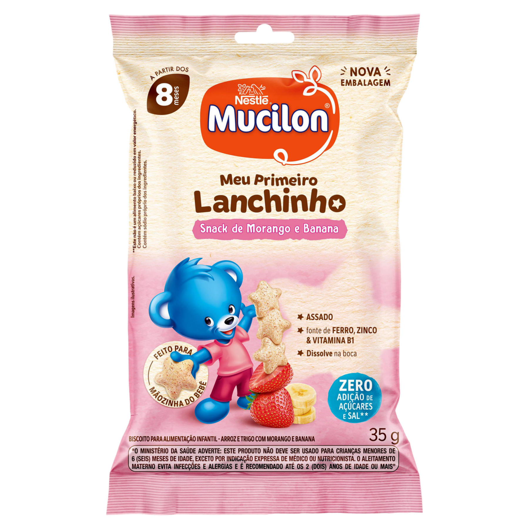 Snack Mucilon Morango e Banana 35g&nbsp;
