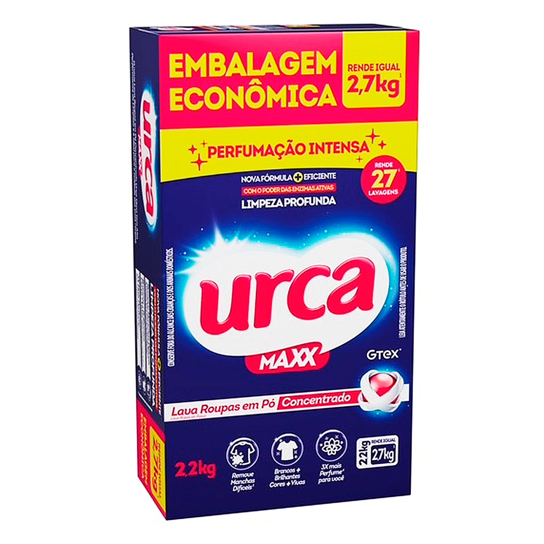 Lava Roupas em P&oacute; Concentrado Maxx Urca Caixa 2,2kg&nbsp;&nbsp;