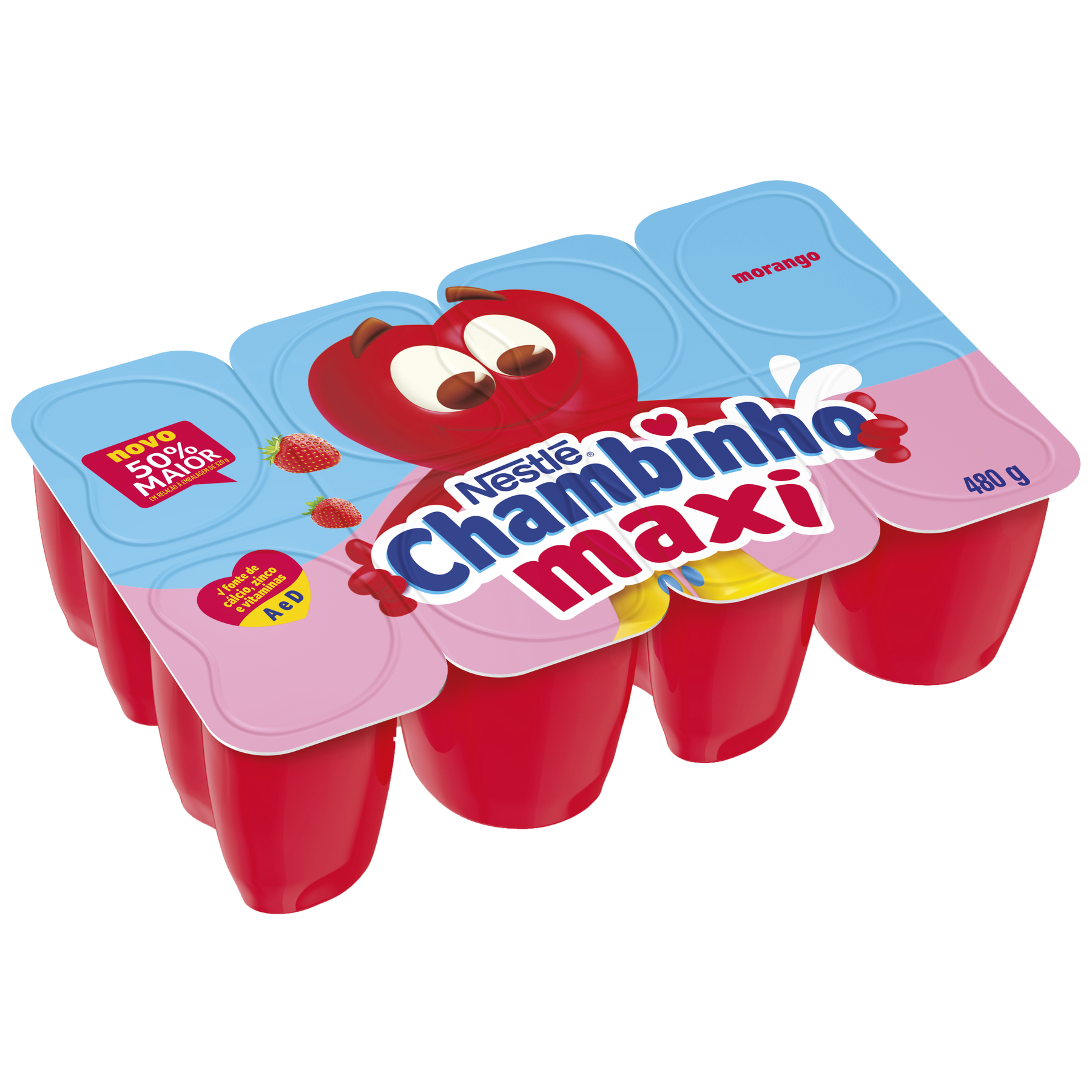 Chambinho de Morango Maxi Nestlé Bandeja 480g com 8 Unidades - Petit Suisse