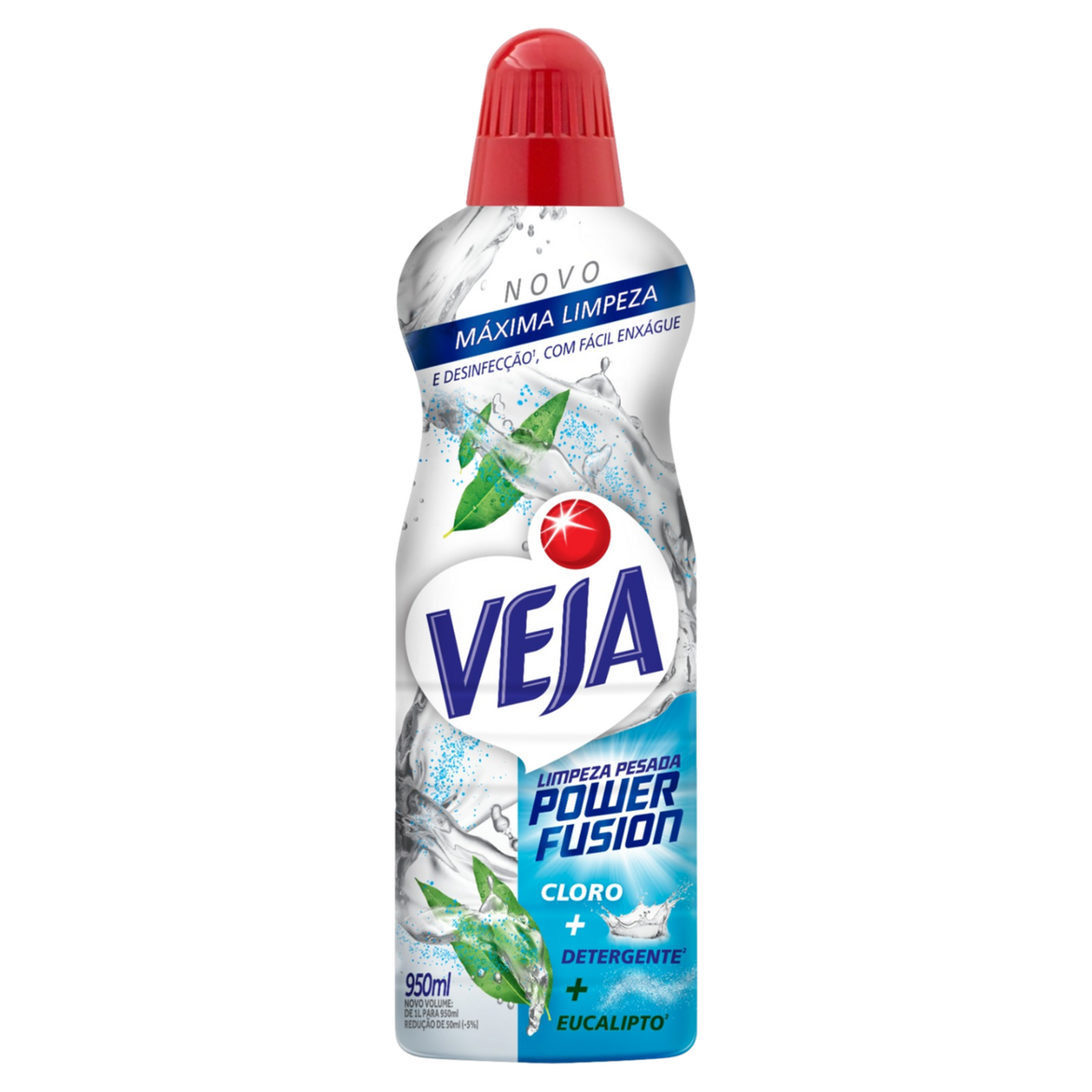 Limpador Limpeza Pesada com Cloro e Detergente Eucalipto Veja Power Fusion Frasco 950ml