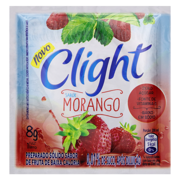Refresco em Pó Morango Zero Açúcar Clight Pacote 8g