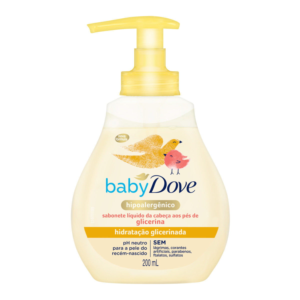 Sabonete L&iacute;quido Hidrata&ccedil;&atilde;o Glicerinada da Cabe&ccedil;a aos P&eacute;s Baby Dove Frasco 200ml