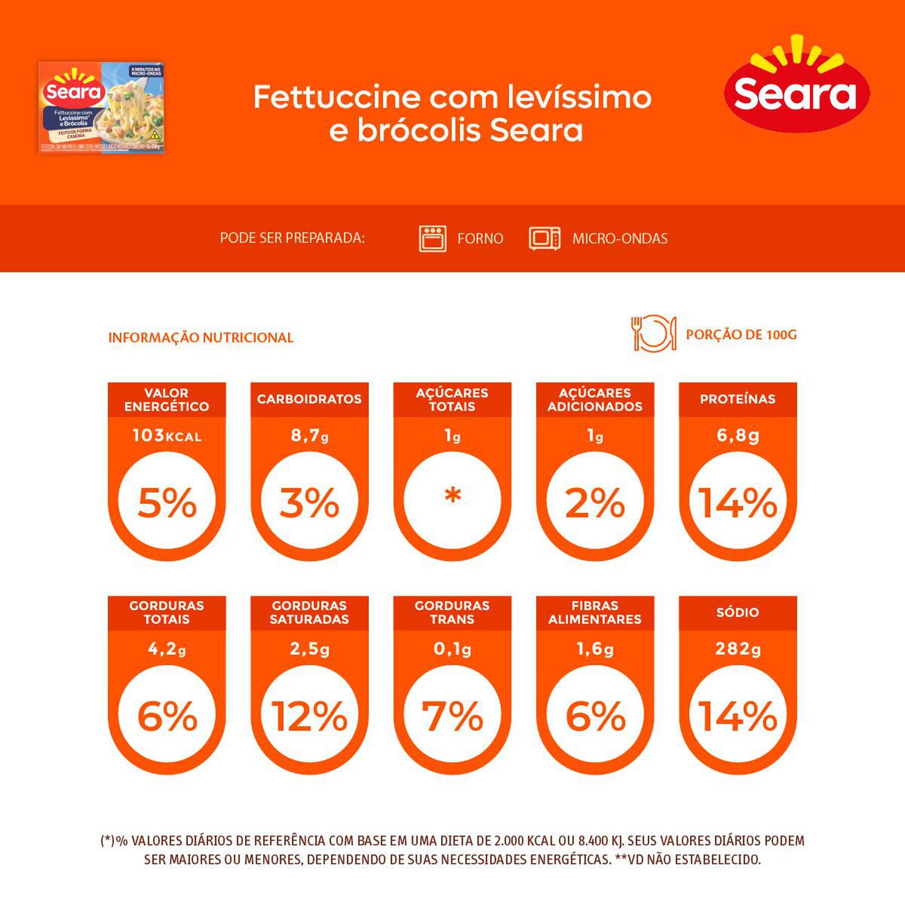 Fettuccine com levíssimo e brócolis Seara 350g