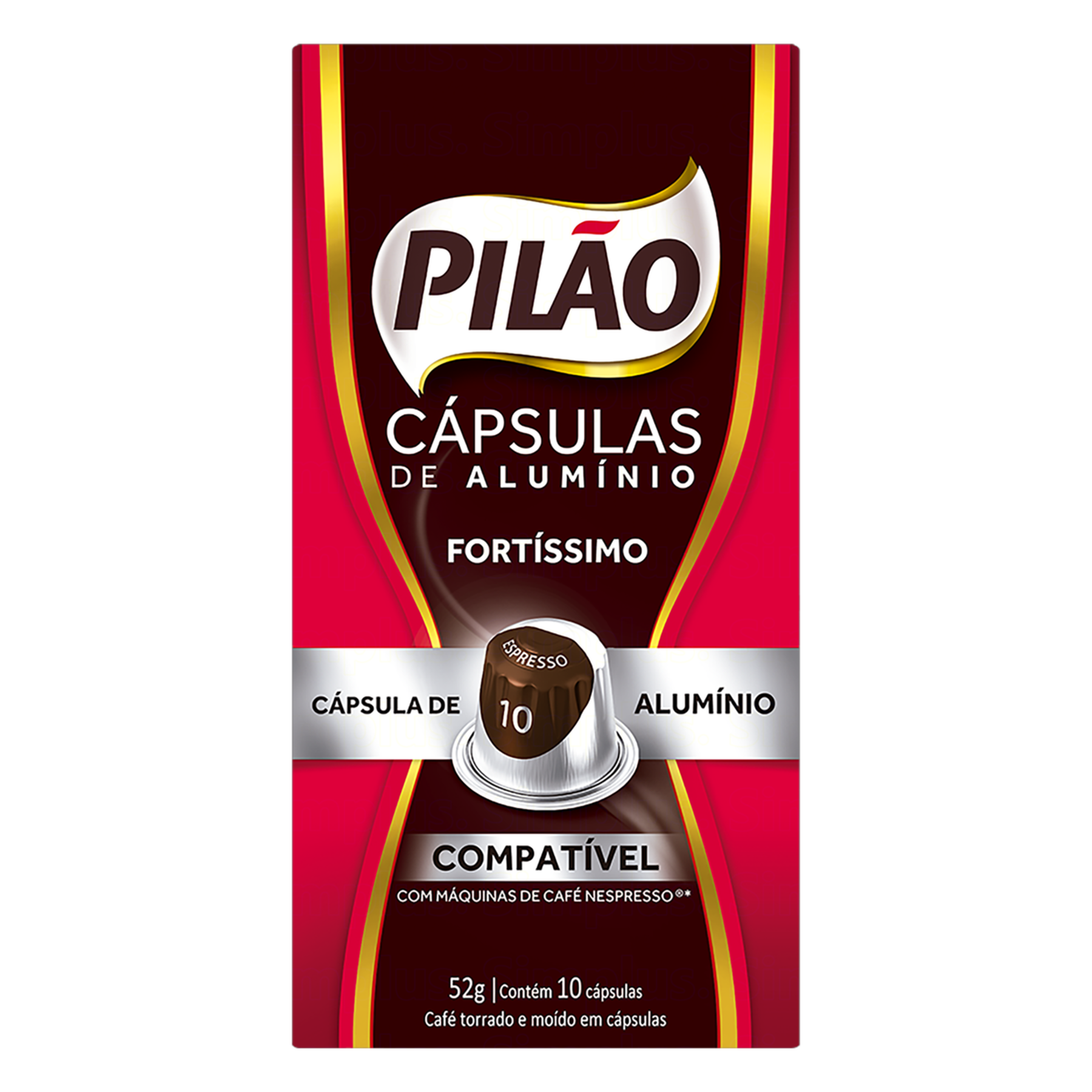 Café em Cápsula Torrado e Moído Espresso 10 Fortíssimo Pilão Caixa 52g C/10 Unidades