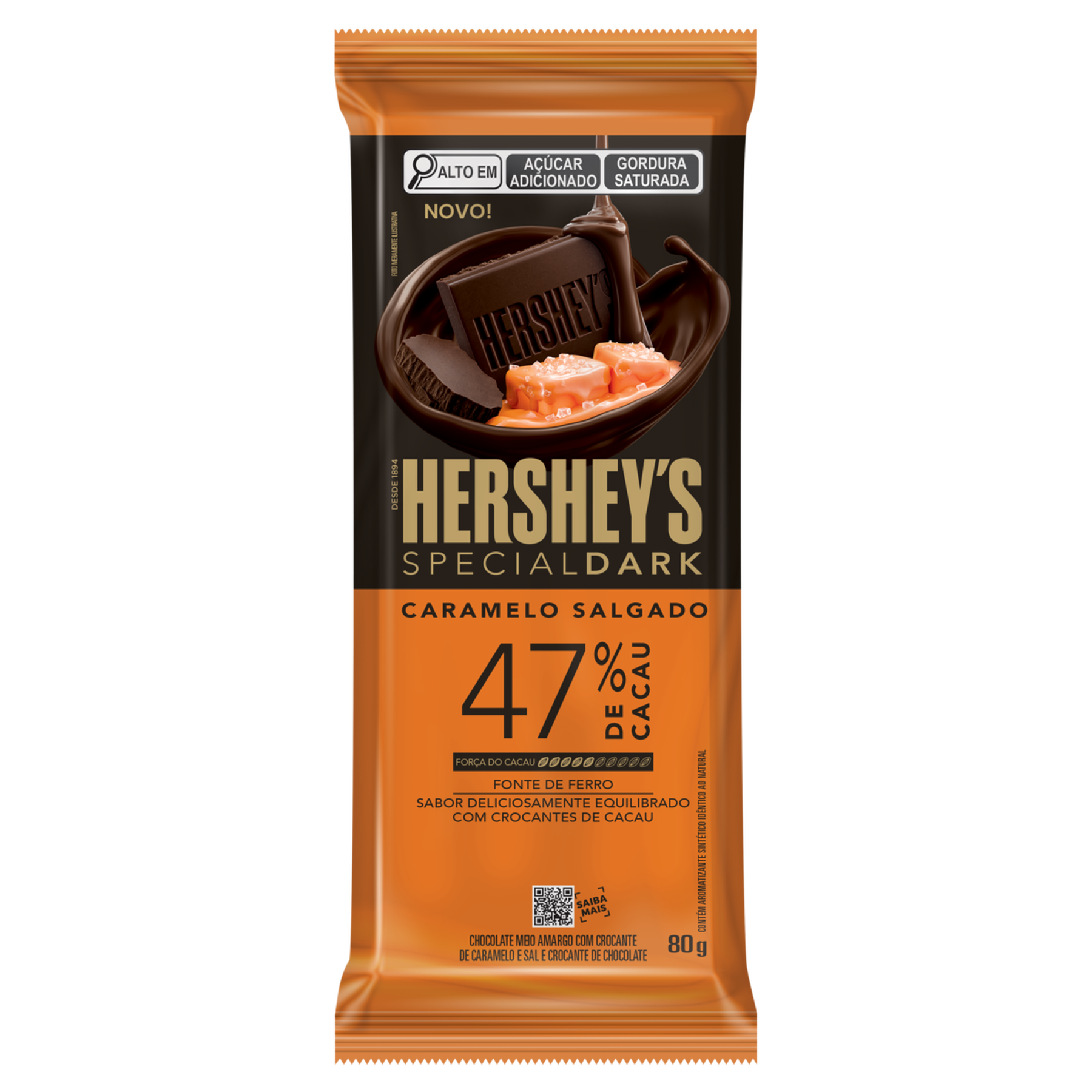 Chocolate Meio Amargo 47% Cacau Caramelo Salgado Special Dark Hershey's Pacote 80g