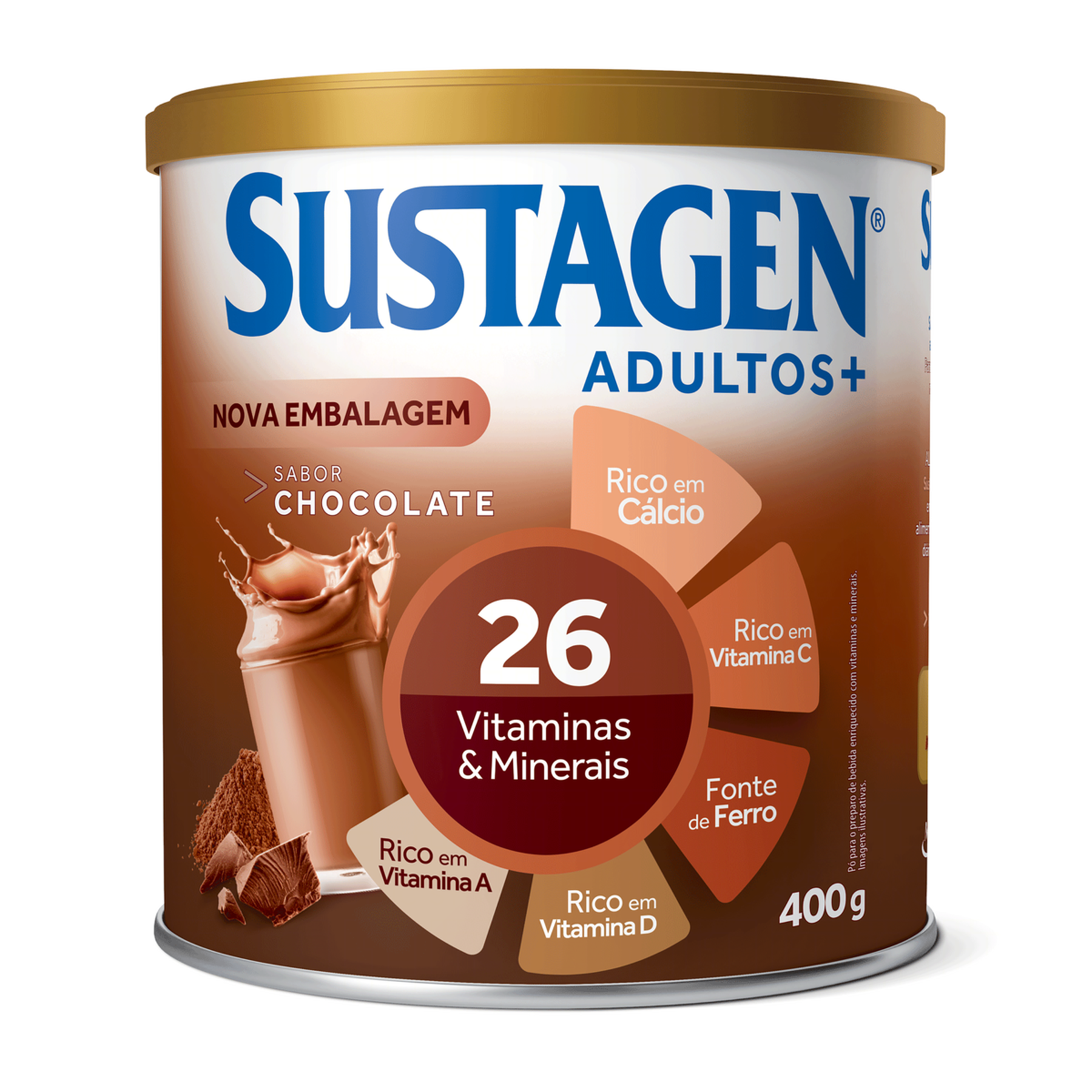 Complemento Alimentar Chocolate Sustagen Adultos+ Lata 400g