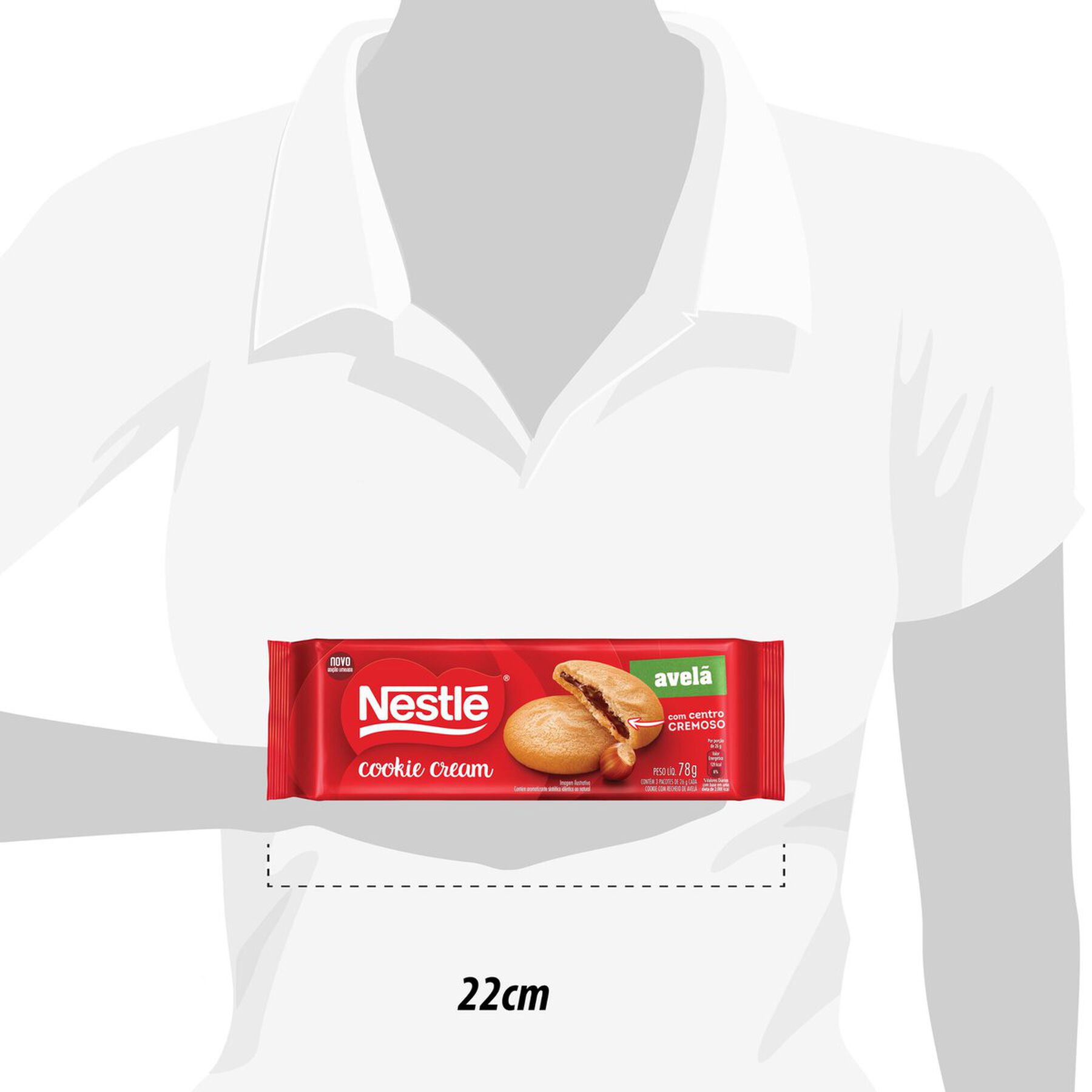 Biscoito Cookie Cream Recheio Avel&atilde; Nestl&eacute; Pacote 78g