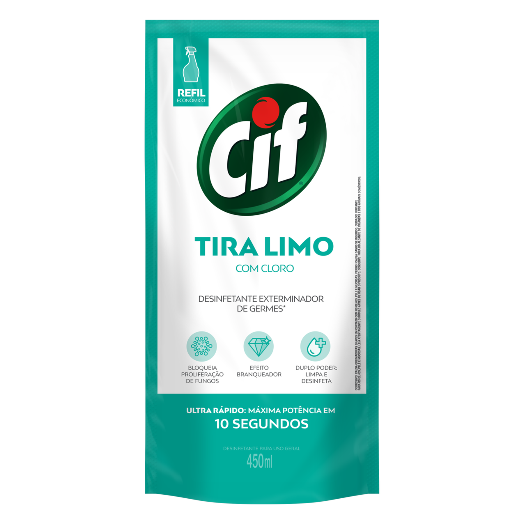 Desinfetante Uso Geral Tira-Limo Cif Sachê 450ml Refil Econômico