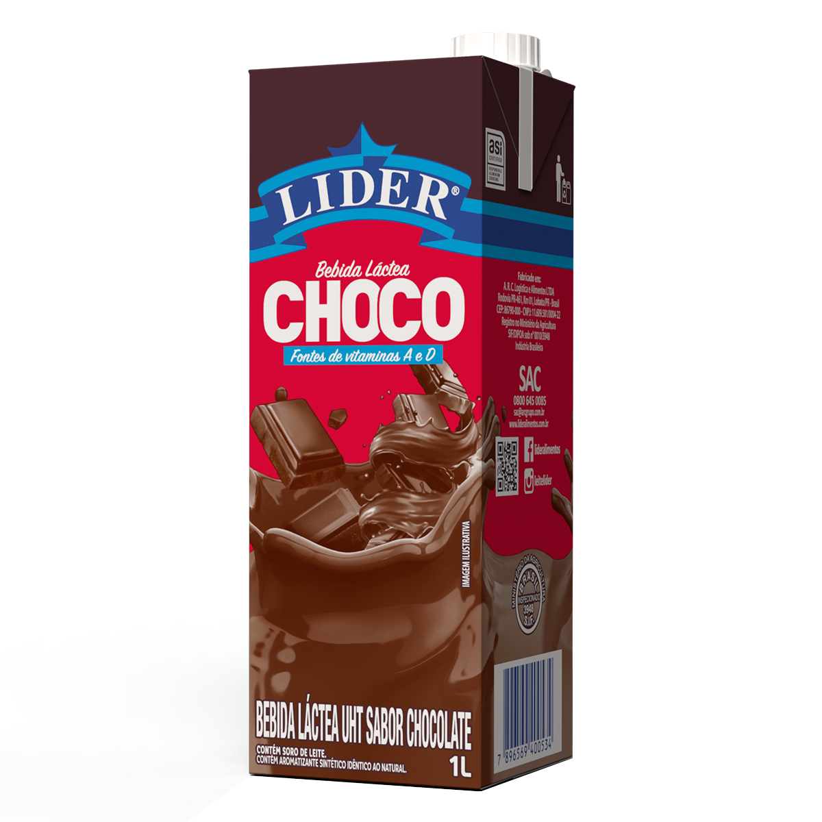 Bebida L&aacute;ctea Chocolate Lider Caixa 1l