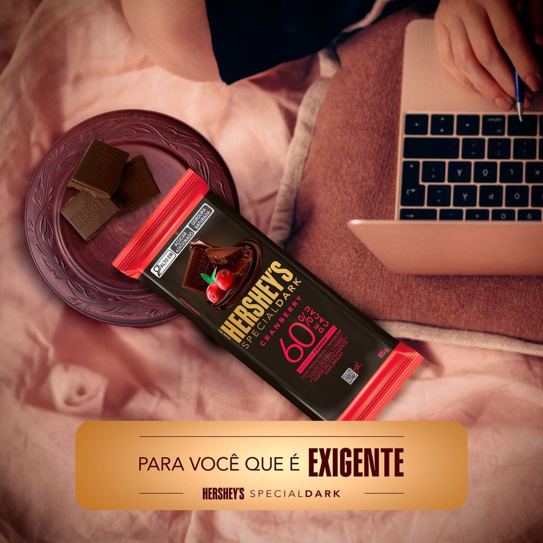 Chocolate Amargo 60% Cacau Cranberry Hersheys Special Dark Pacote 85g