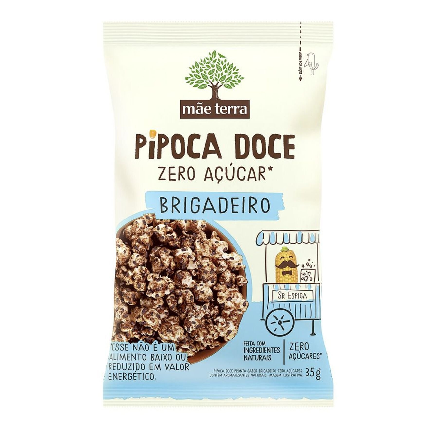 Pipoca Doce Pronta Brigadeiro Zero Açúcares Mãe Terra Pacote 35g