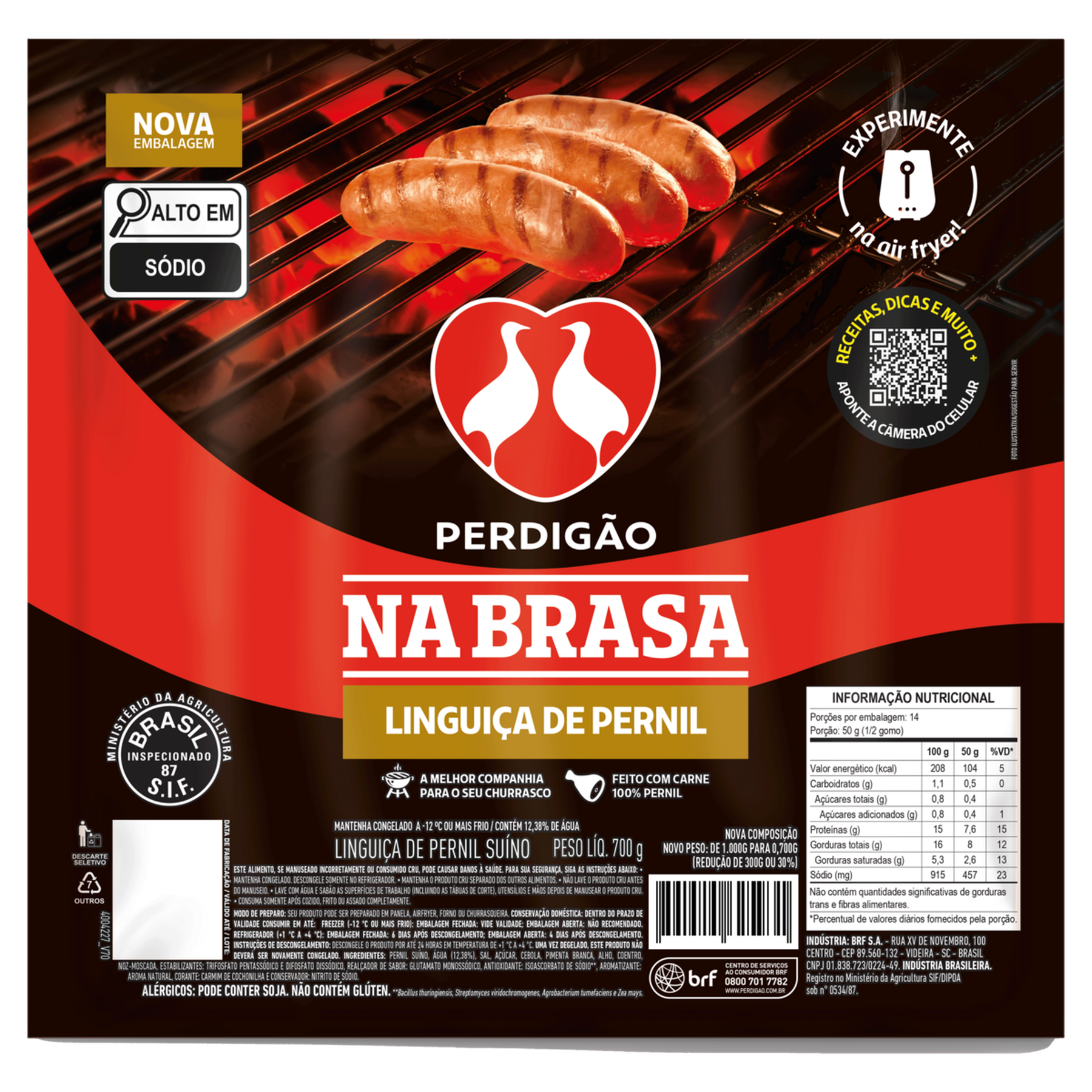 Lingui&ccedil;a de Pernil Perdig&atilde;o na Brasa 700g