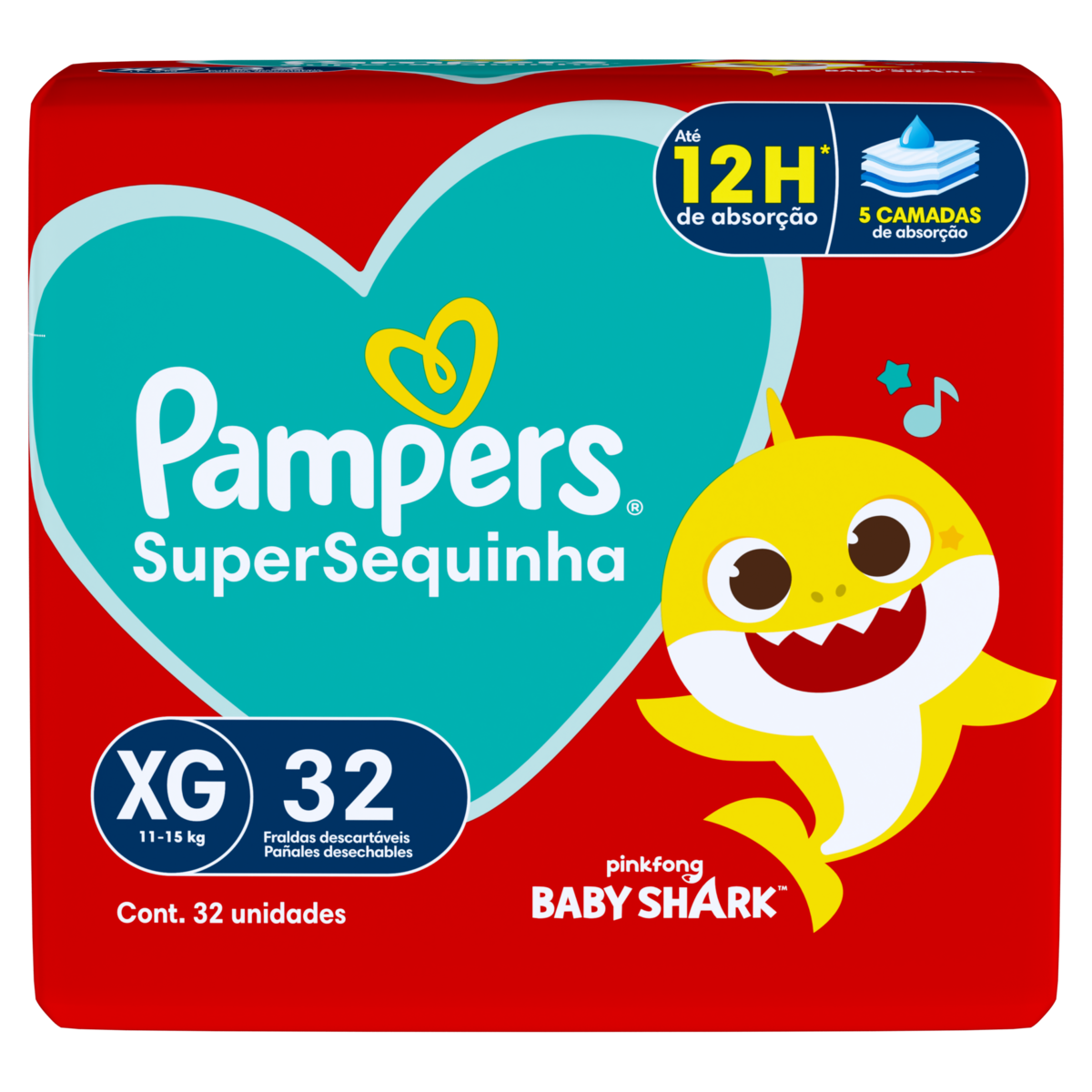 Fralda Descart&aacute;vel Infantil Pampers SuperSequinha XG Pacote C/32 Unidades